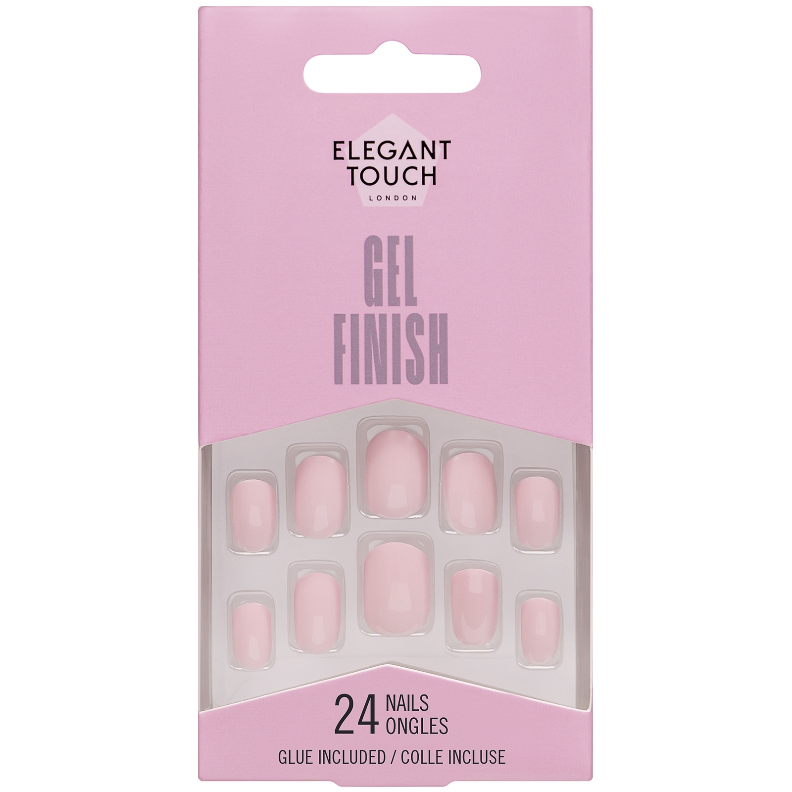 Elegant Touch False Nails Gel Finish - Cotton Candy In White