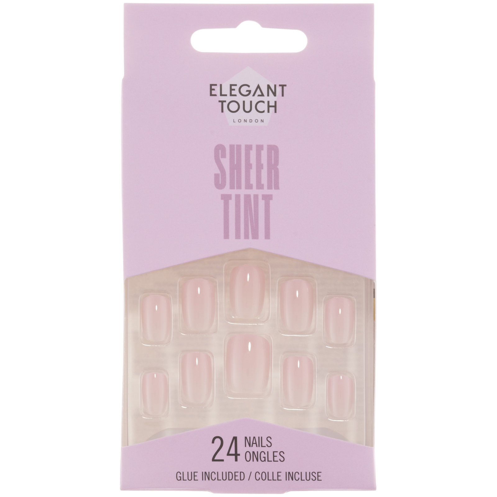 Elegant Touch False Nails Sheer Tint - Ballerina Pink In White