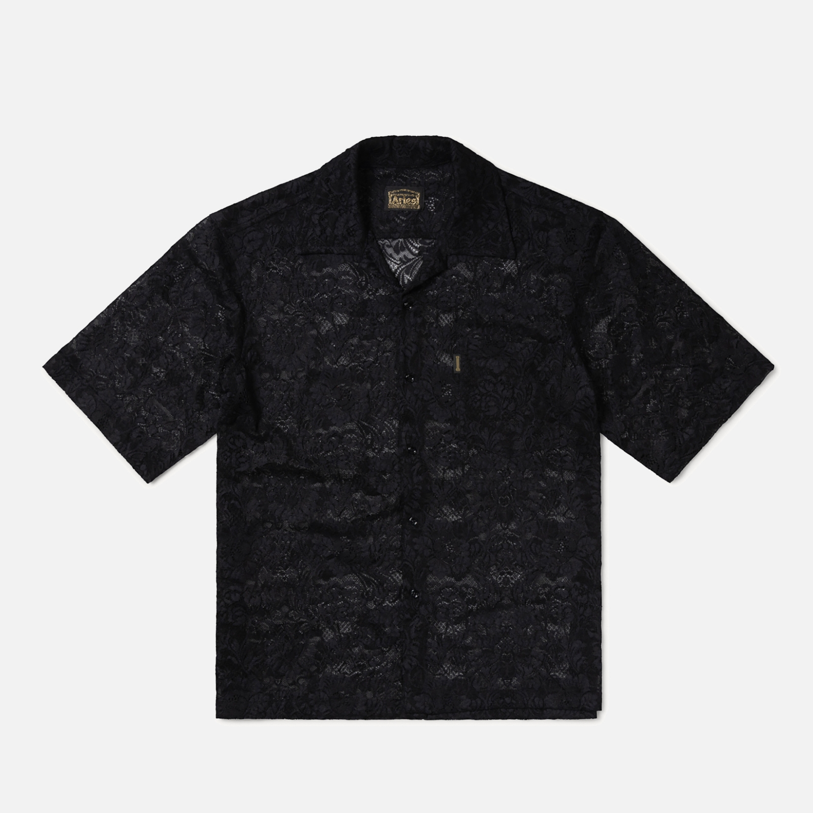ARIES Men’s Lace Hawaiian Short Sleeved Shirt – Black – S ARIES Men’s Lace Hawaiian Short Sleeved Shirt – Black – S