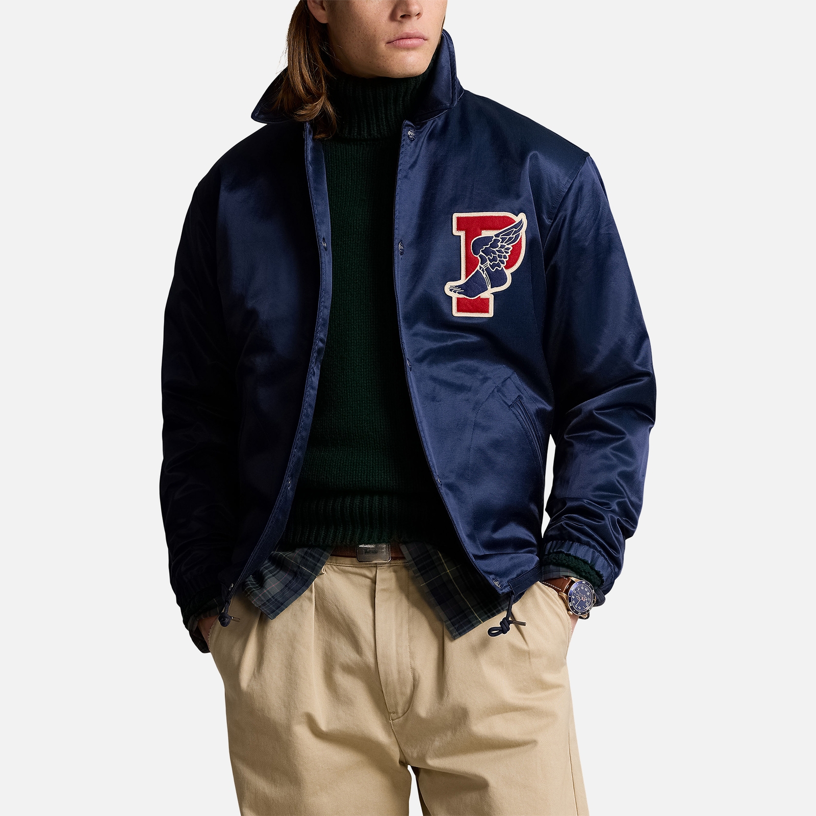 Polo Ralph Lauren Vintage Varsity Cotton-Blend Satin Jacket - M
