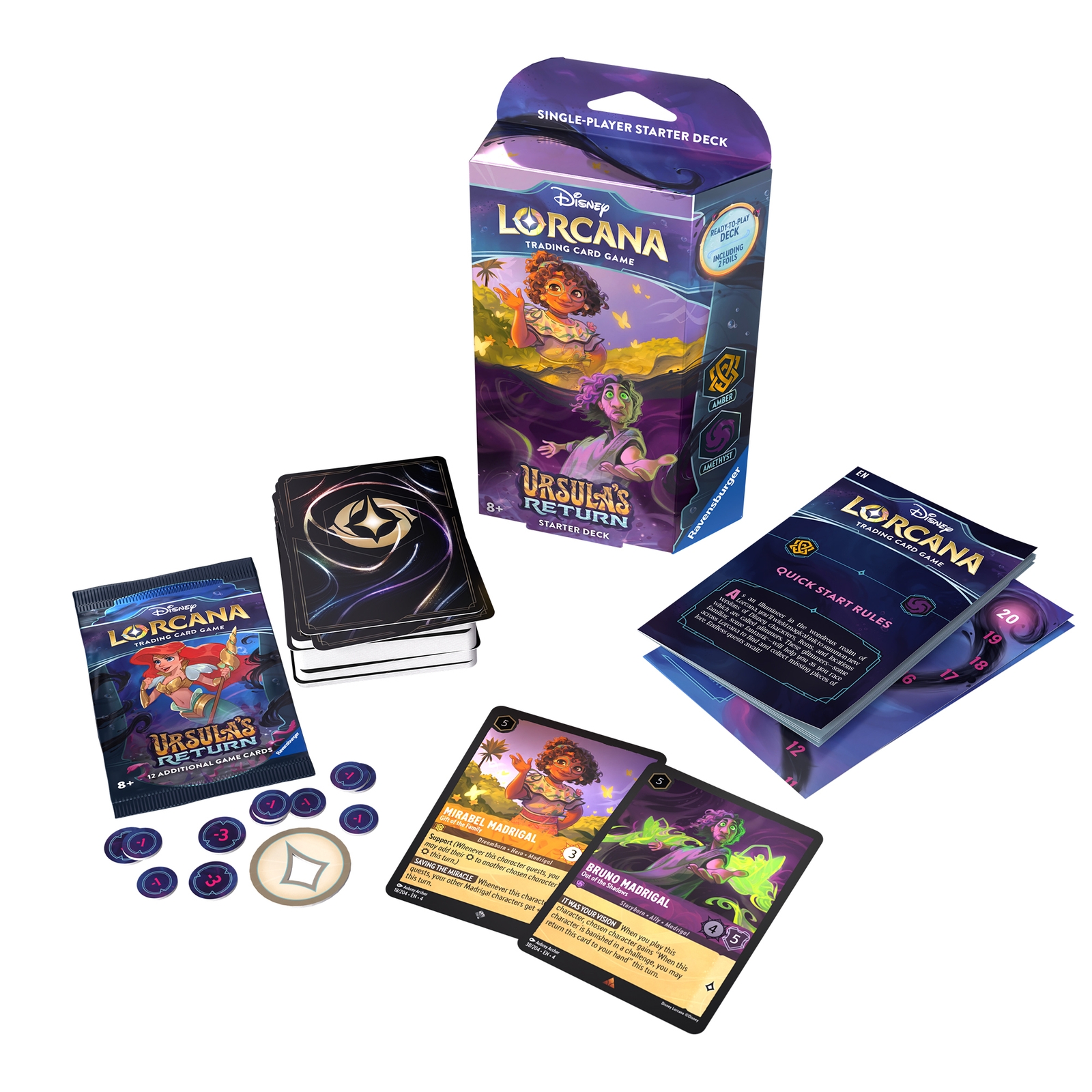 Image of Disney Lorcana Trading Card Game Ursula's Return Amber and Amethyst Starter Deck