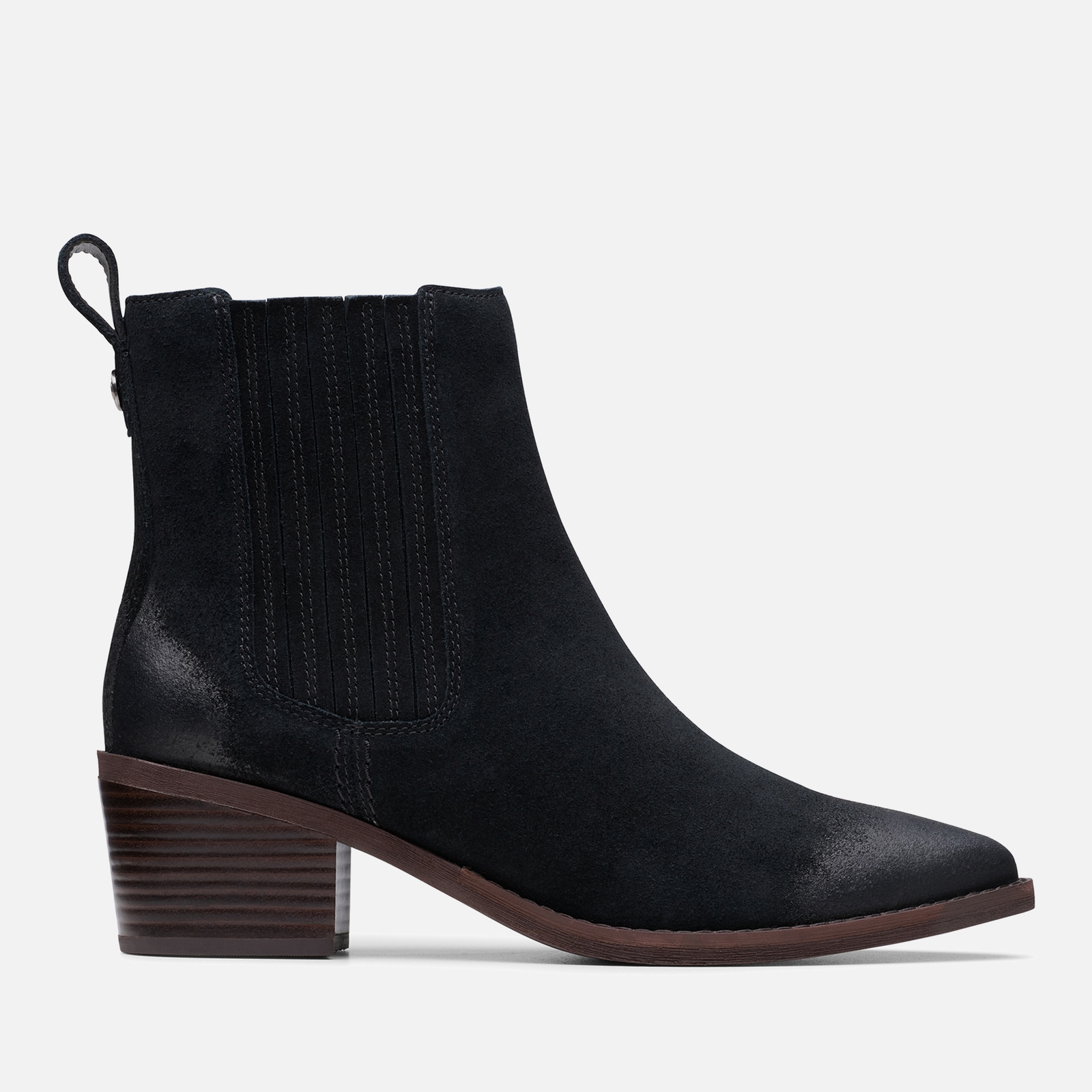 Clarks Women's Morzine Top Suede Heeled Western Boots - Black - UK 8