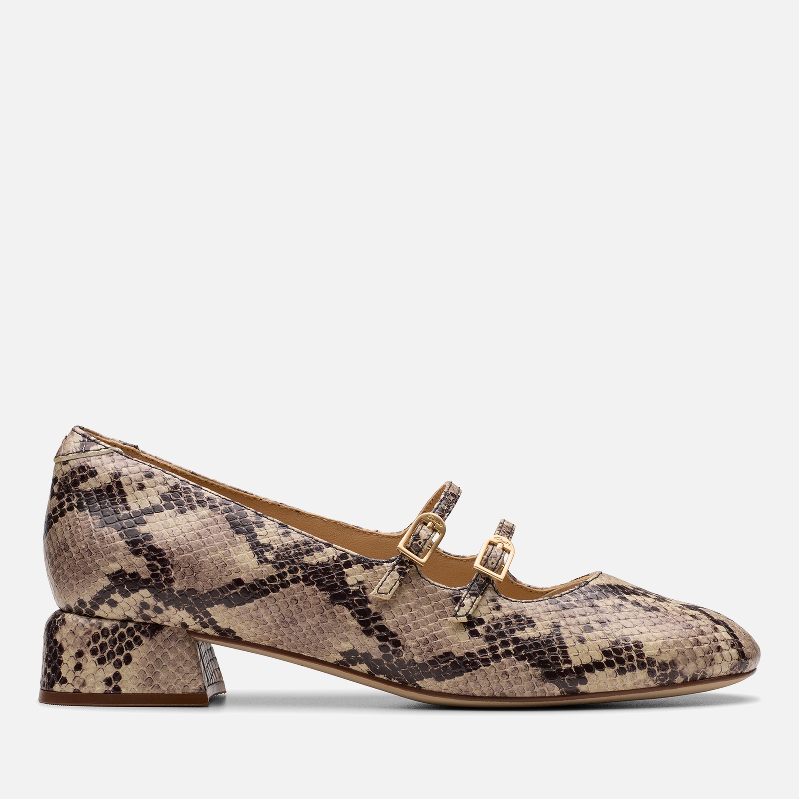 Clarks Women's Daiss30 Shine Mid Heels - Grey Snake - UK 5