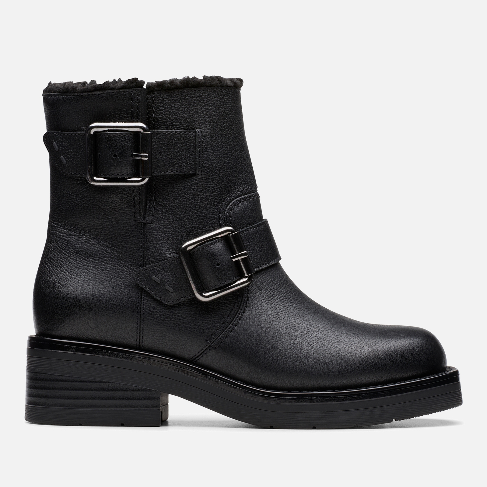 Clarks Women's Rebelle Buckle Leather Biker Boots