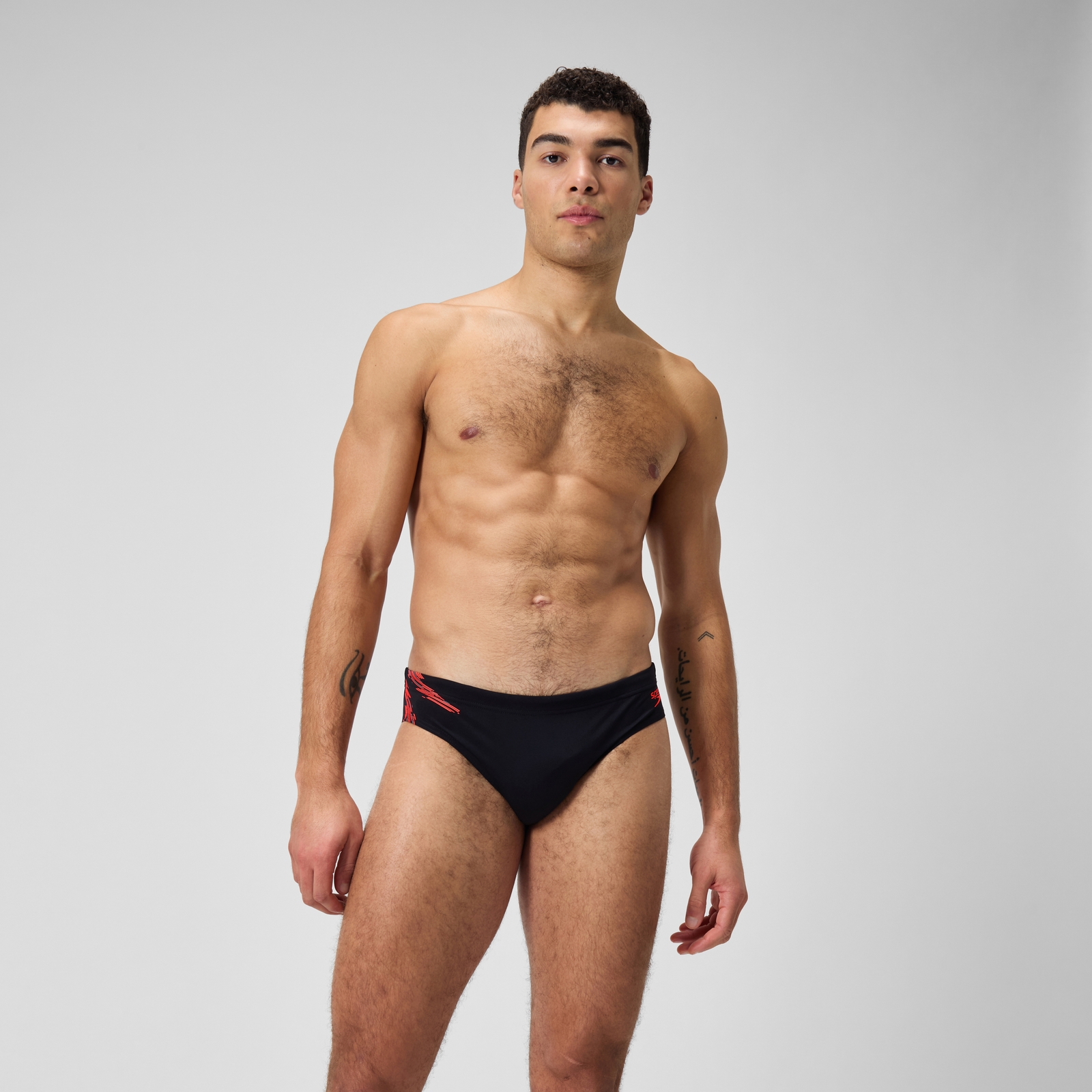 Men's Tech Panel 7cm Brief Black/Red