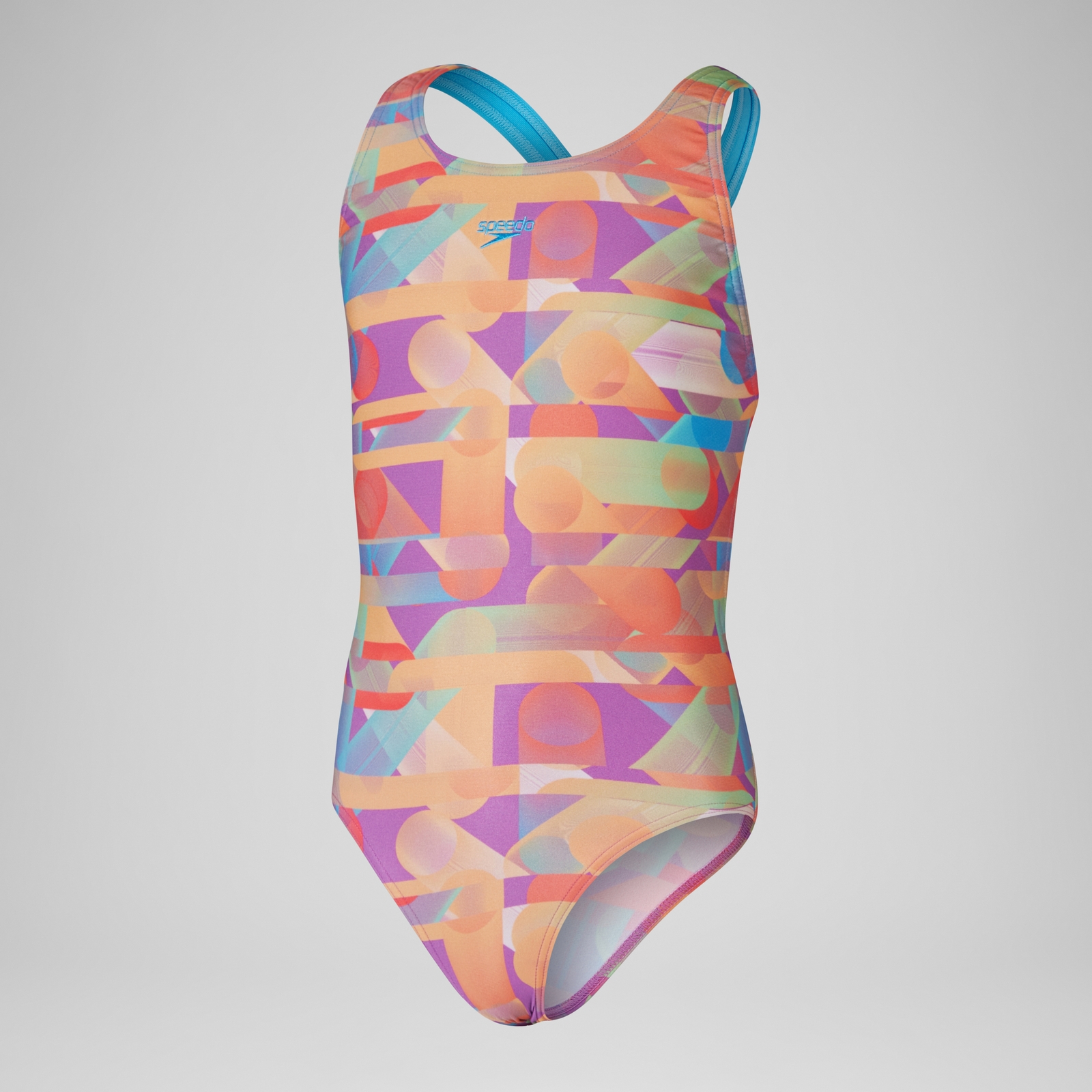 Girls' Digital Allover Leaderback Swimsuit Pink/Blue