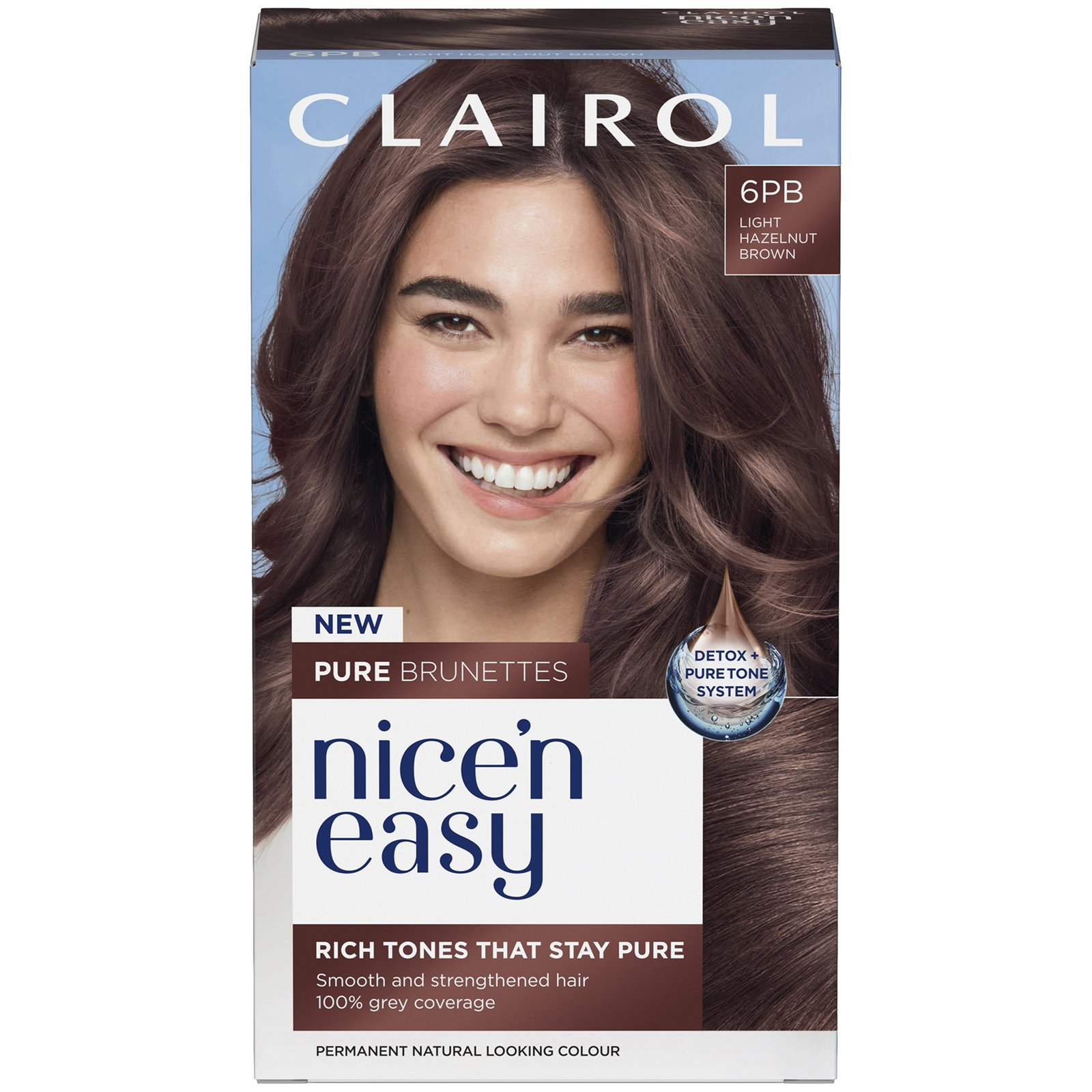 

Clairol Nice'n Easy Crème, Pure Brunettes Permanent Hair Dye, 6PB Light Hazelnut Brown