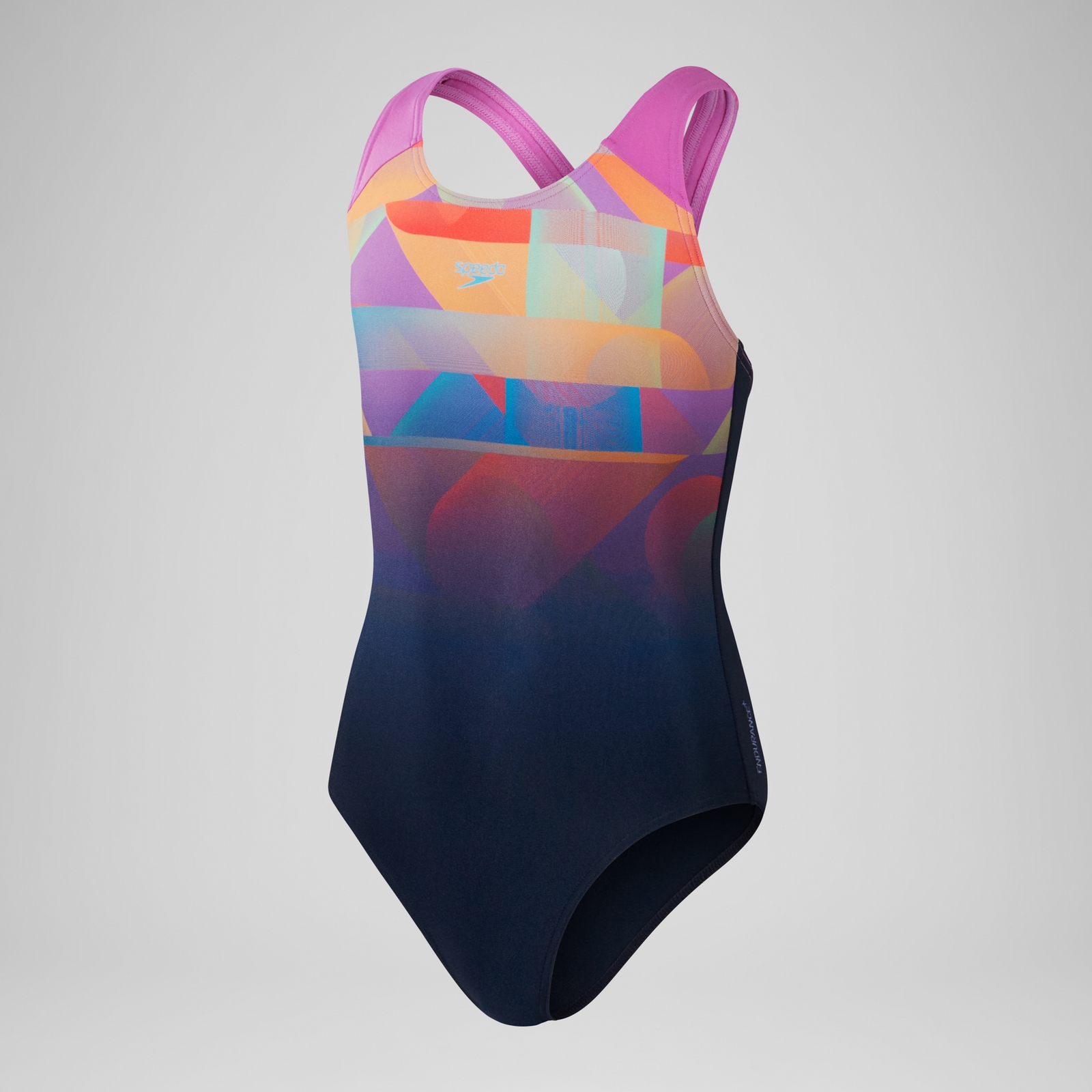 Girls' Digital Placement Splashback Swimsuit Navy/Pink