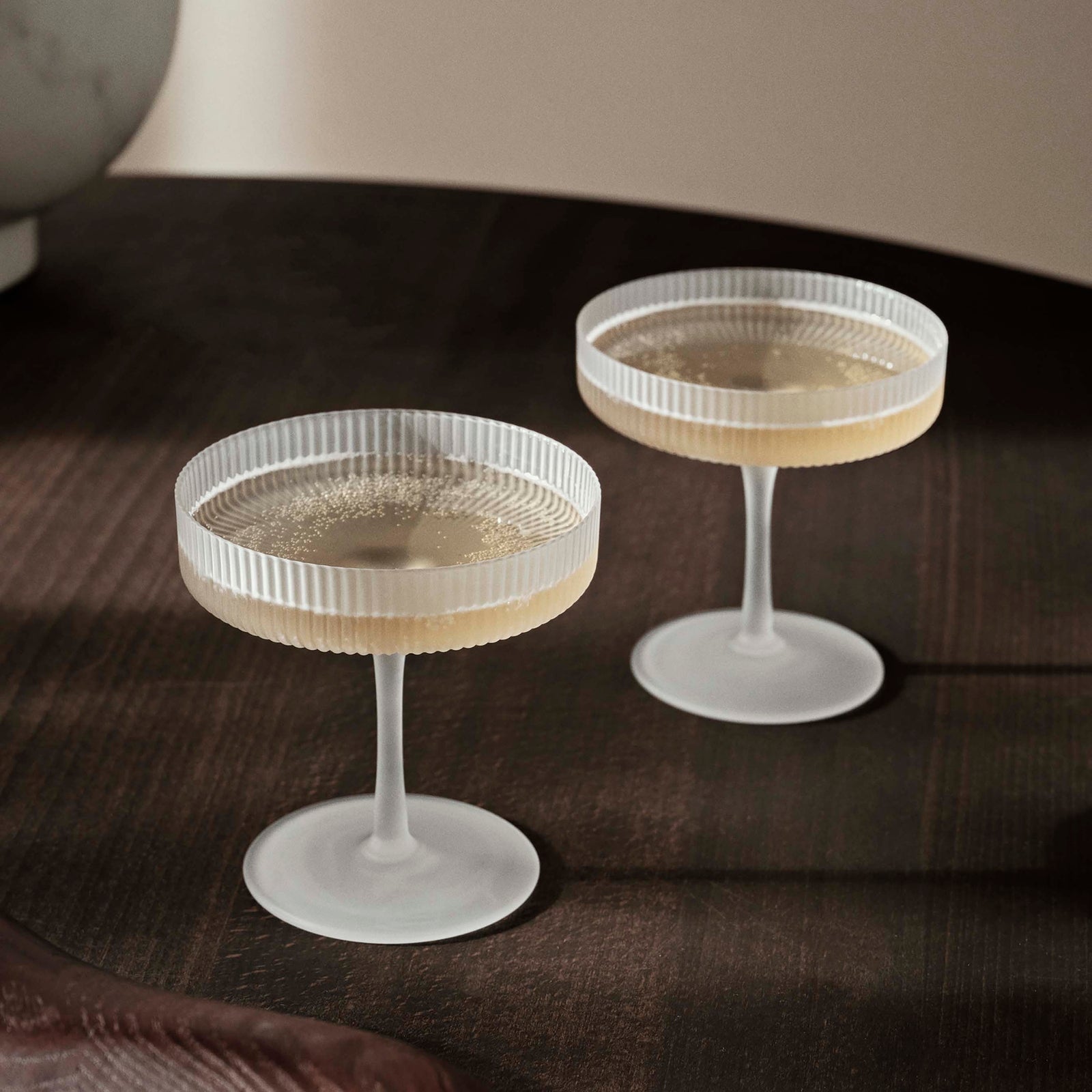 Ferm Living Ripple Champagne Saucers - Set of 2 - Frosted