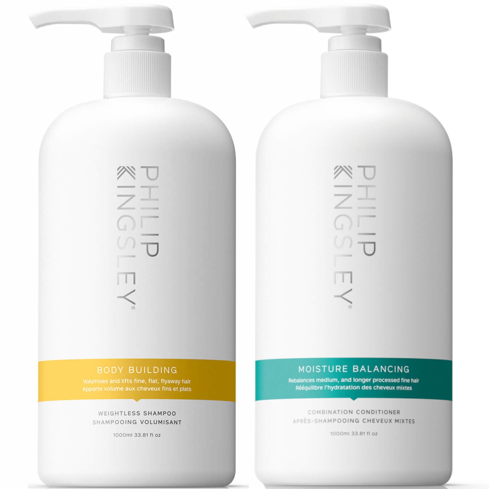 Image of Philip Kingsley Body Building Shampoo 1000ml and Moisture Balancing Conditioner 1000ml Duo