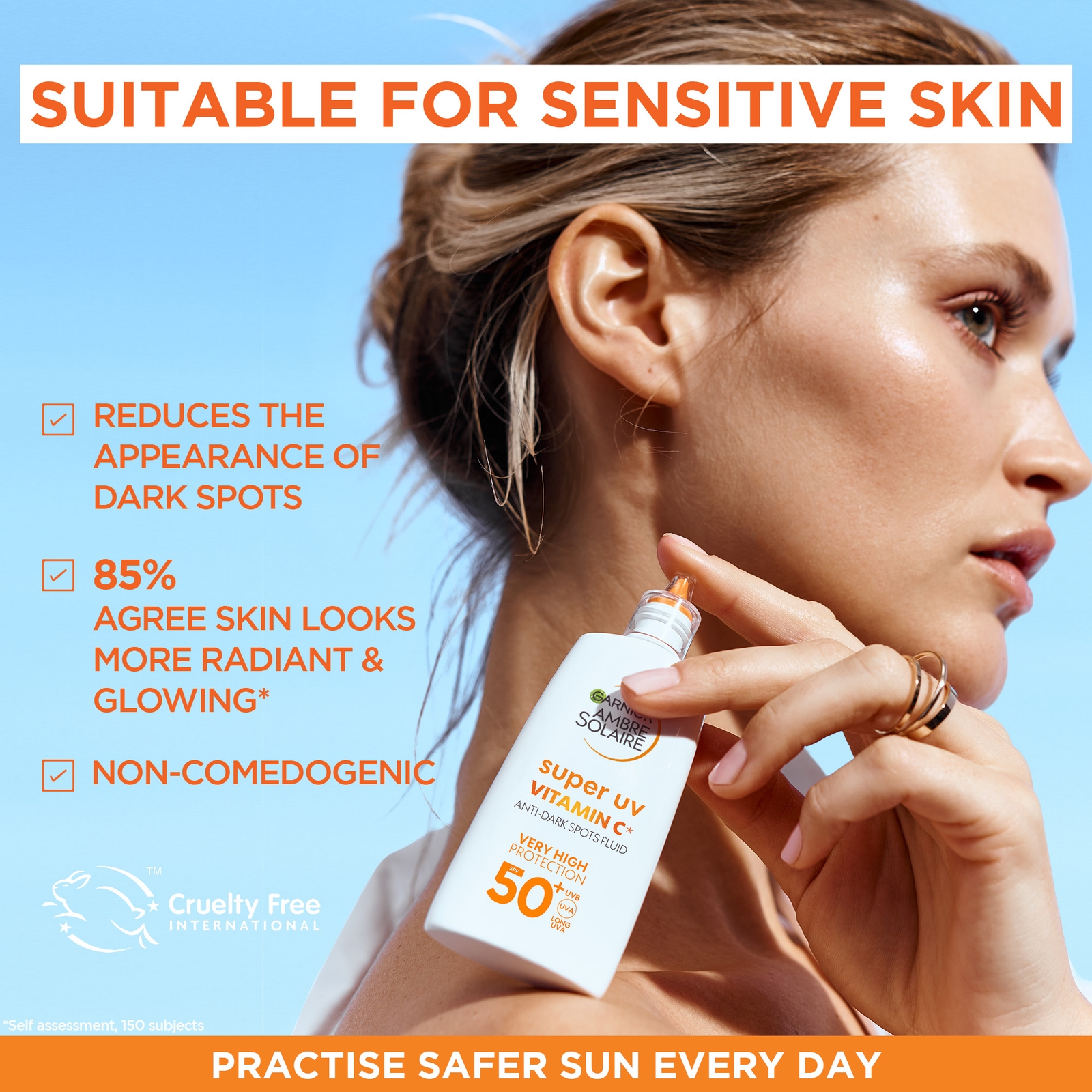 Thumbnail - Garnier Glow and Protect Duo: Natural Bronzer Self-Tan Drops and Ambre Solaire Vitamin C Facial SPF50+ Fluid