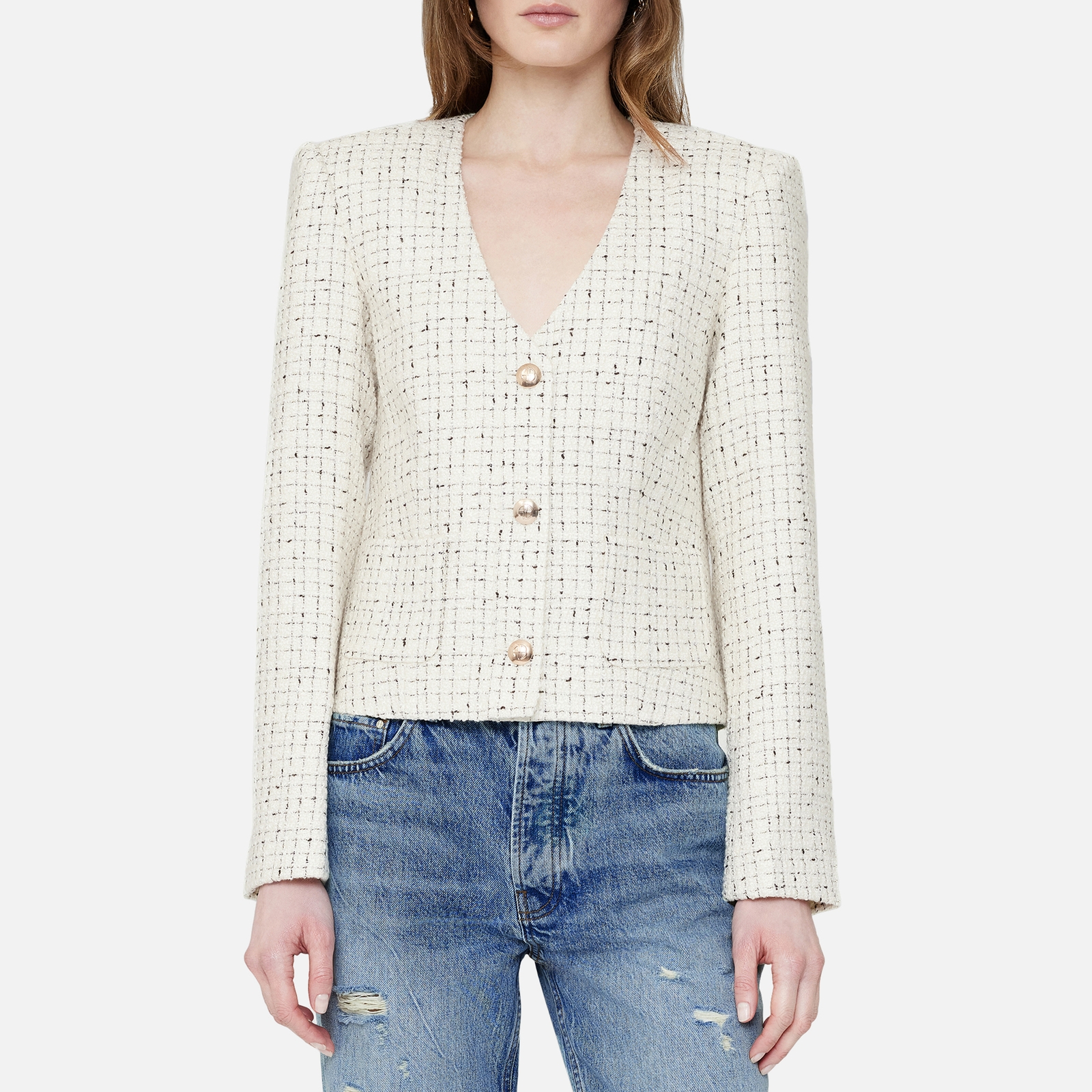 Anine Bing Anitta Checked Tweed Jacket - XS