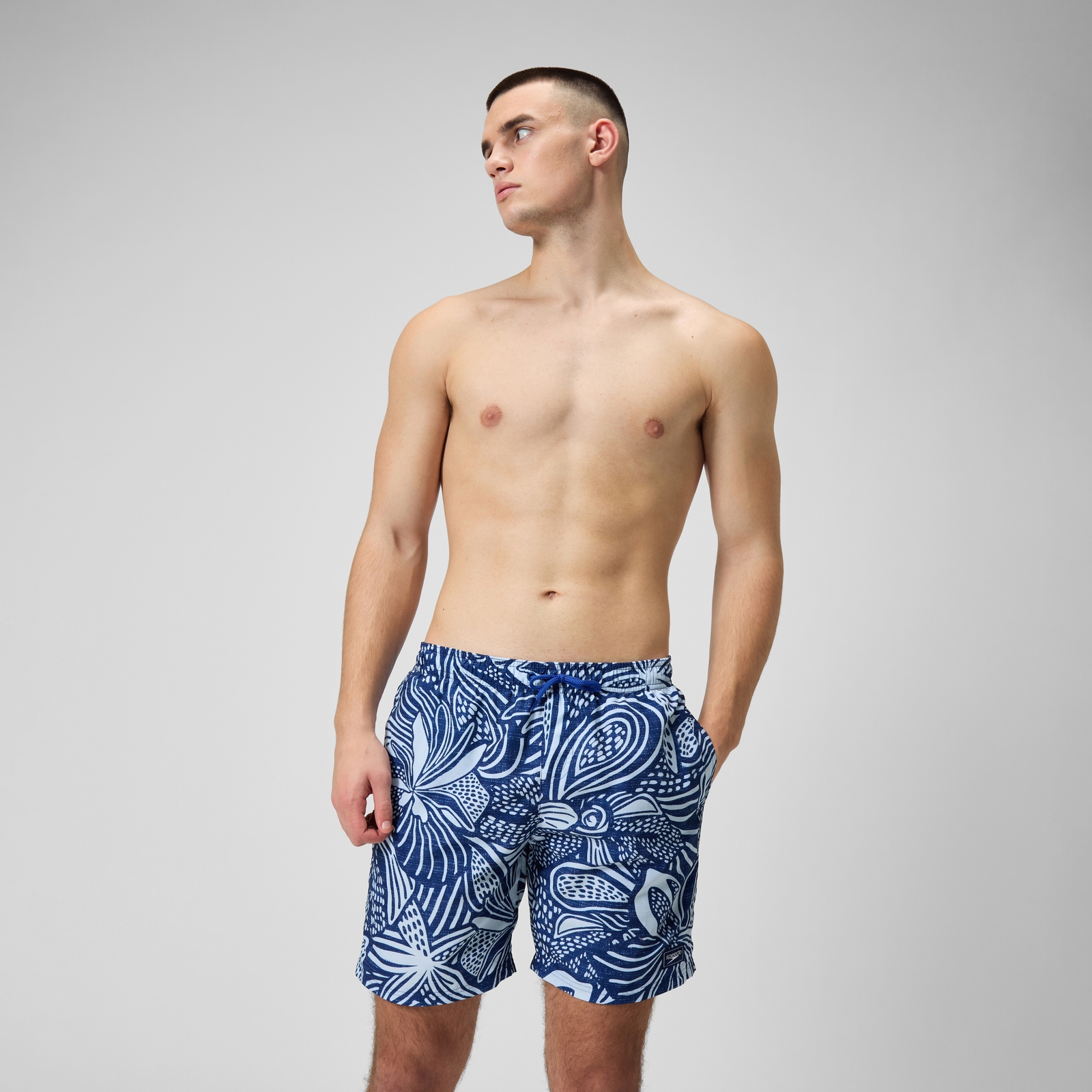 Men's Printed Leisure 18" Swim Shorts Blue