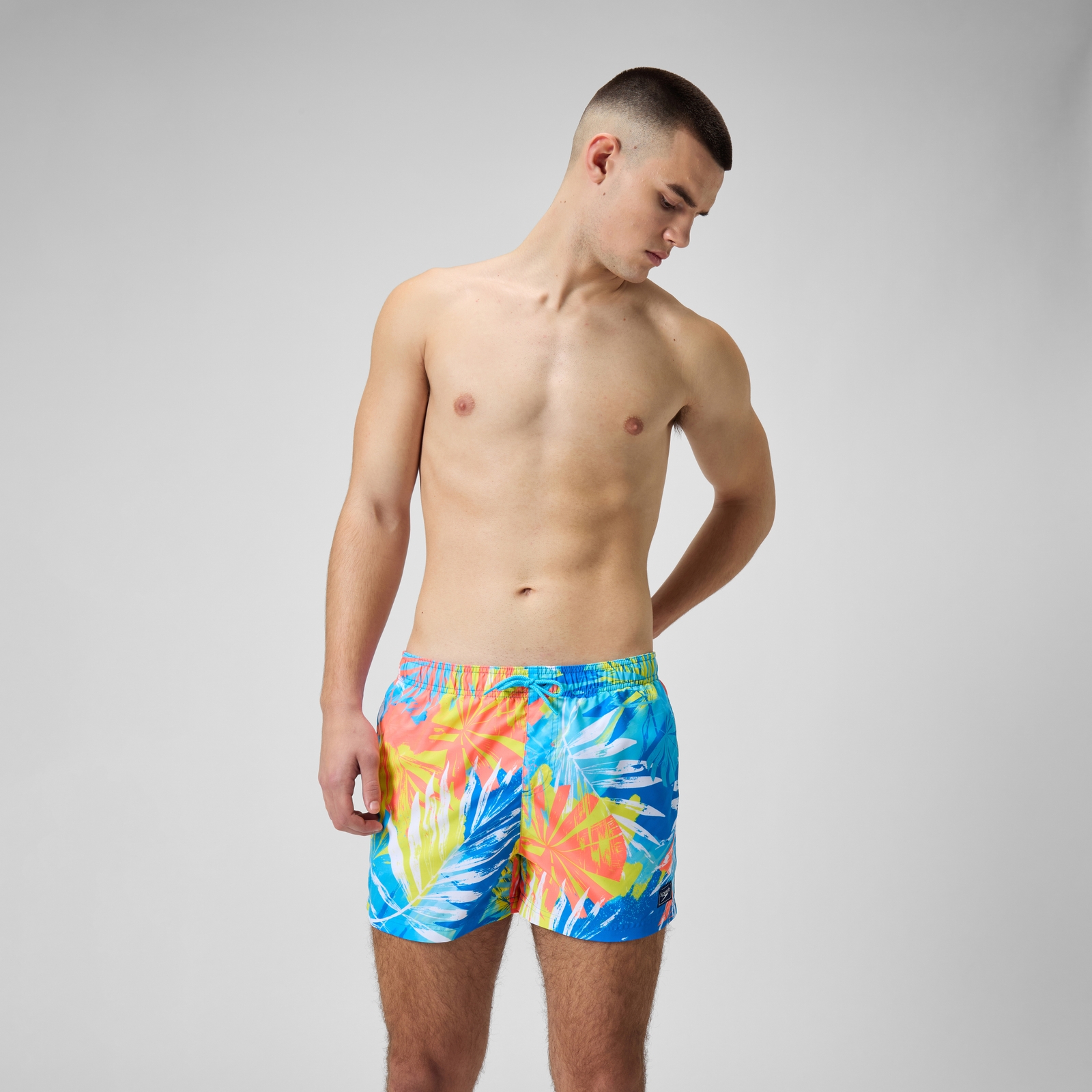 Men's Printed Leisure 14" Swim Shorts Blue/Yellow