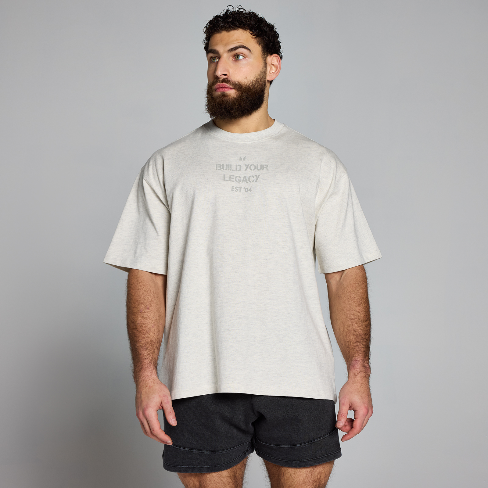 MP Origin Washed Graphic T-Shirt - Grey Marl - S-M