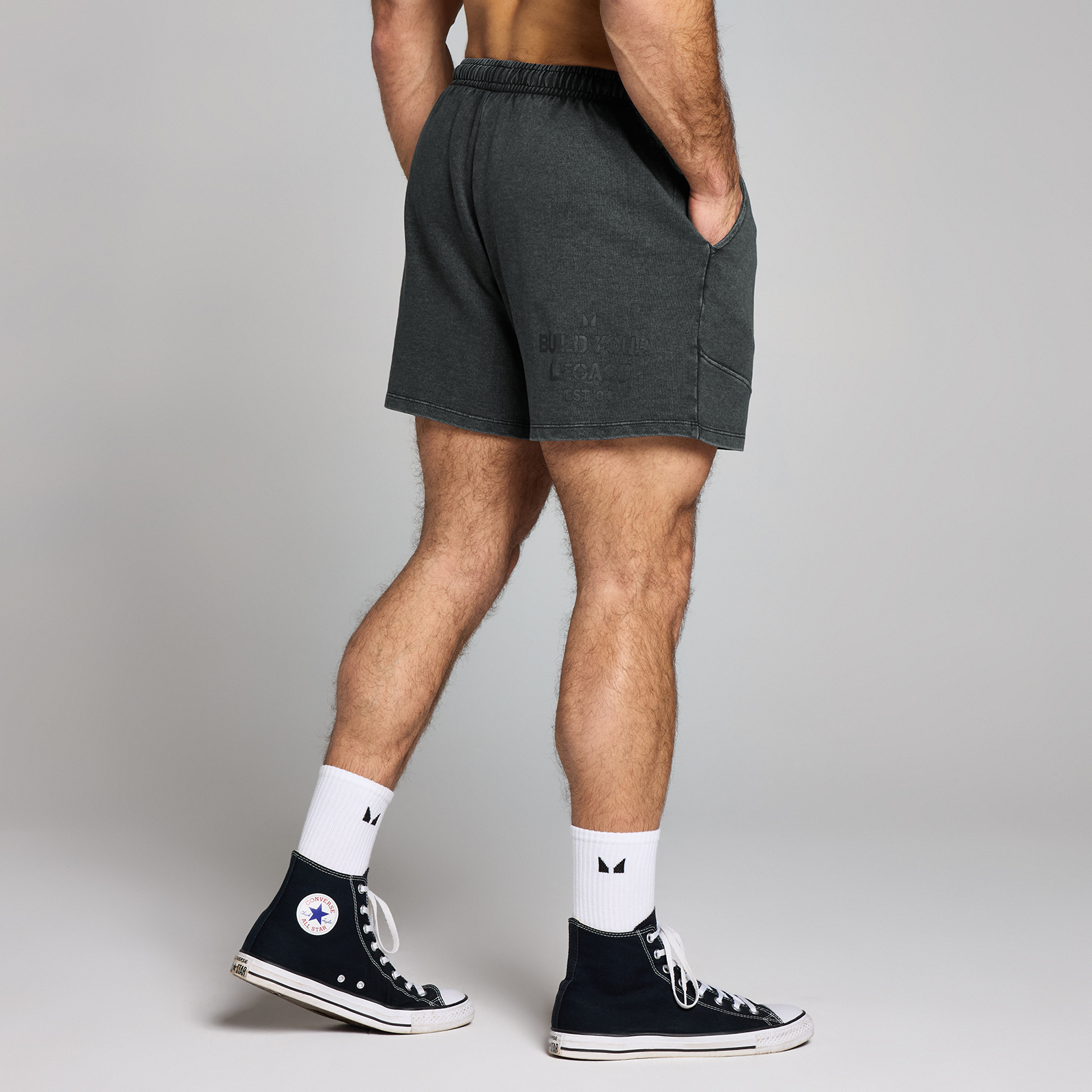 MP Herren Origin Washed Sweatshorts mit Grafik – Verwaschenes Schwarz - S