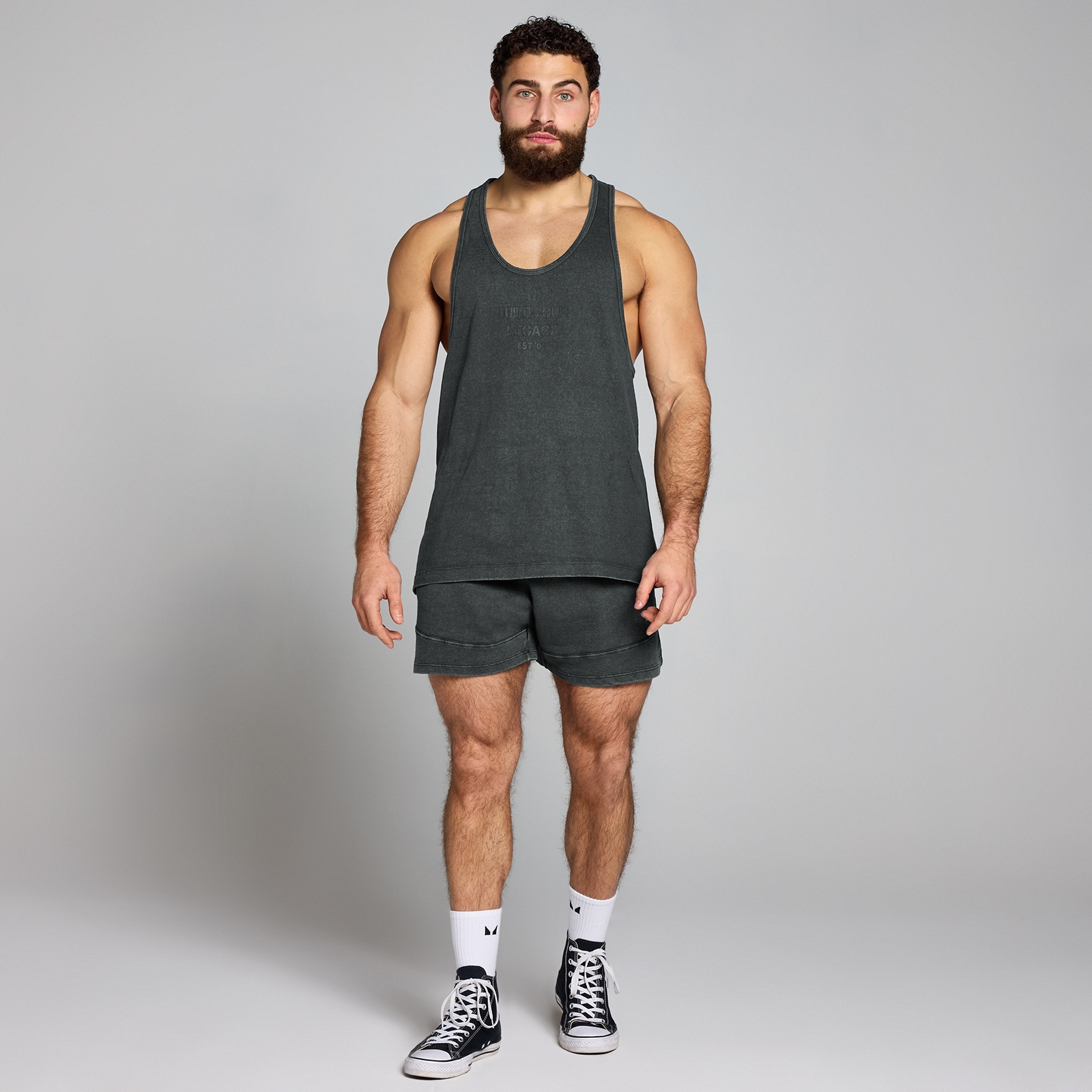 Thumbnail - MP Herren Origin Washed Sweatshorts mit Grafik – Verwaschenes Schwarz - S