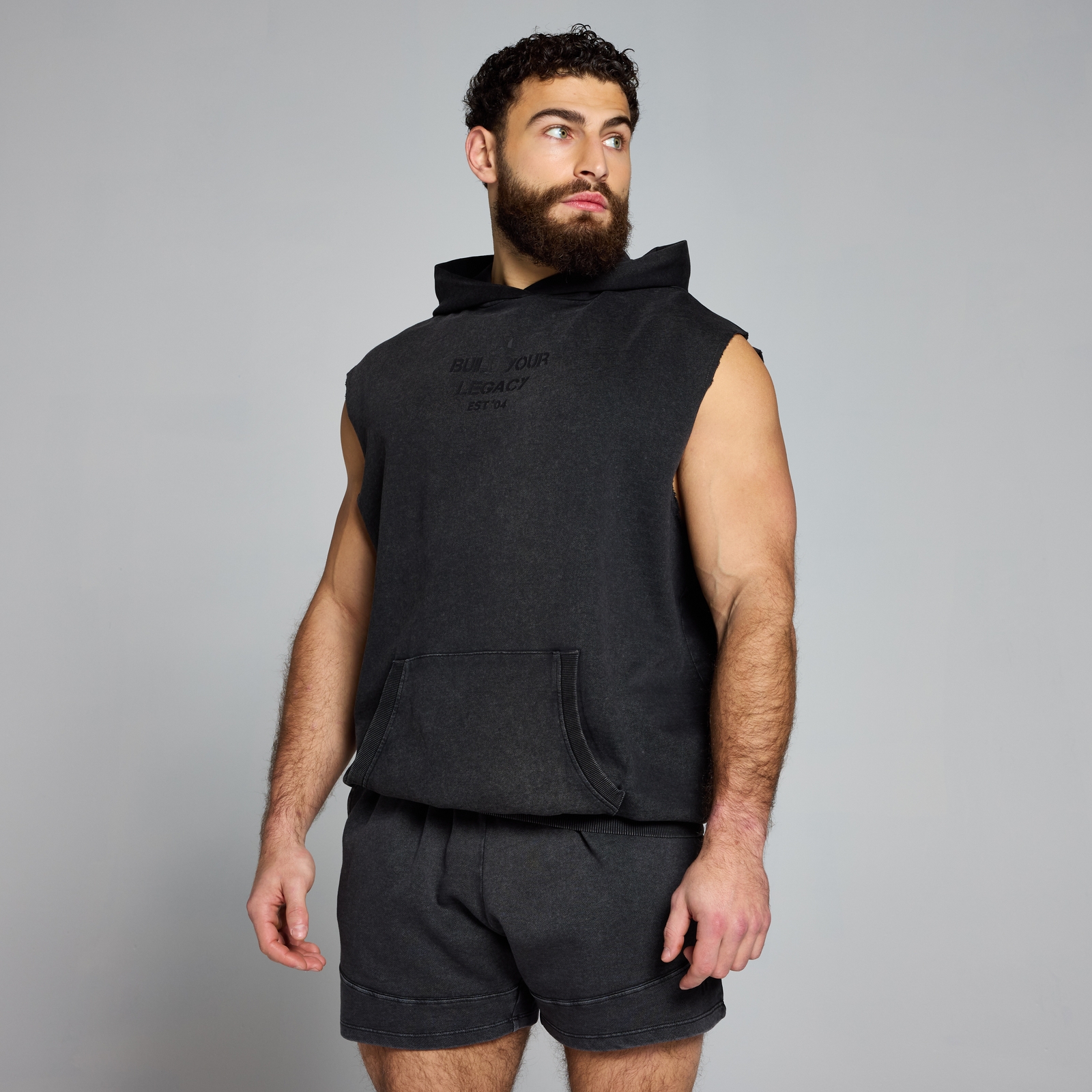 Myprotein UK MP Men's Origin Washed Graphic Sleeveless Hoodie - Washed Black - L