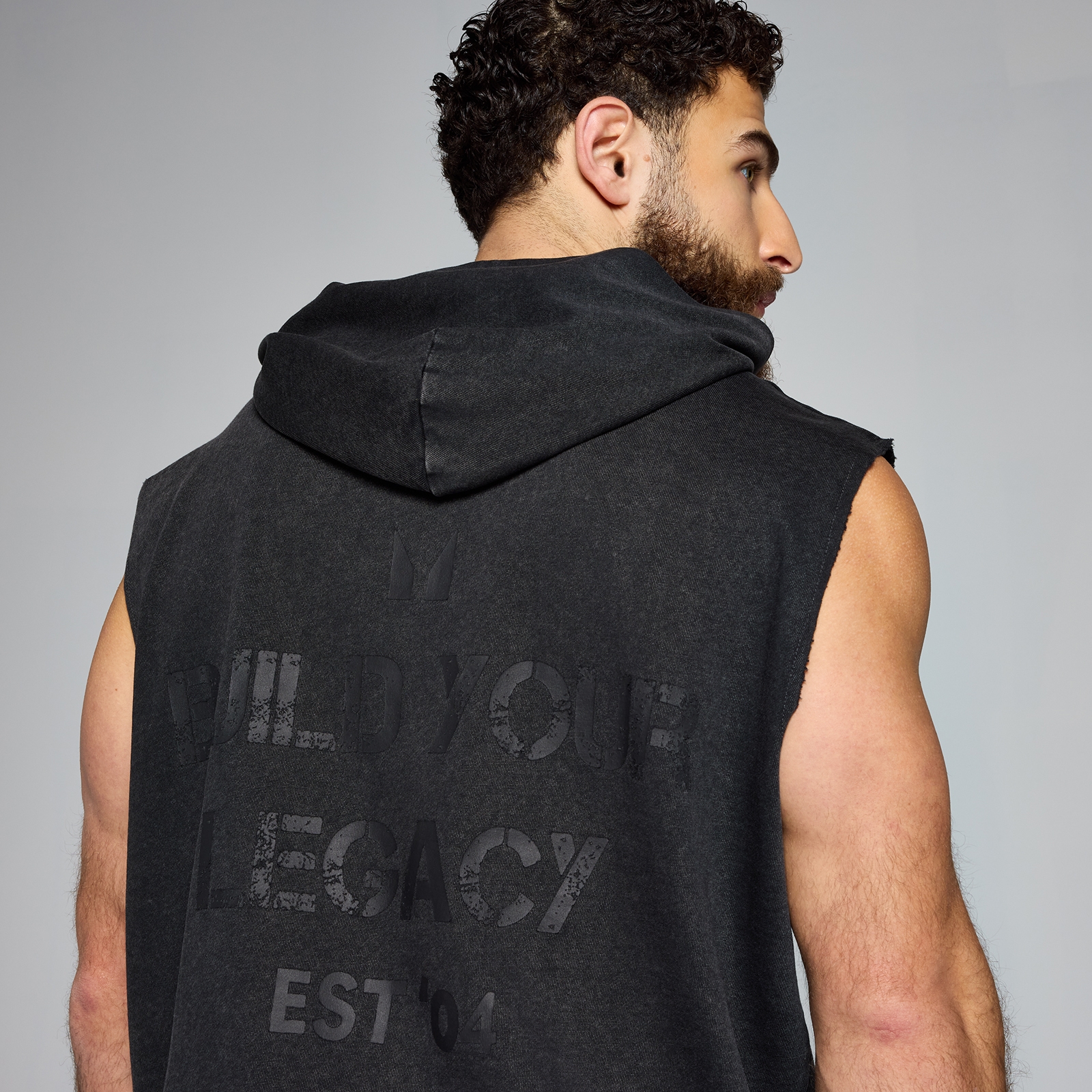 Thumbnail - MP Herren Origin Washed Ärmelloser Kapuzenpulli mit Grafik – Verwaschenes Schwarz - M