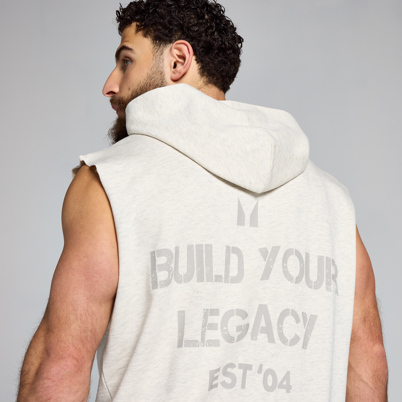 Thumbnail - MP Herren Origin Washed Ärmelloser Kapuzenpulli mit Grafik – Hellgrau - XXXL