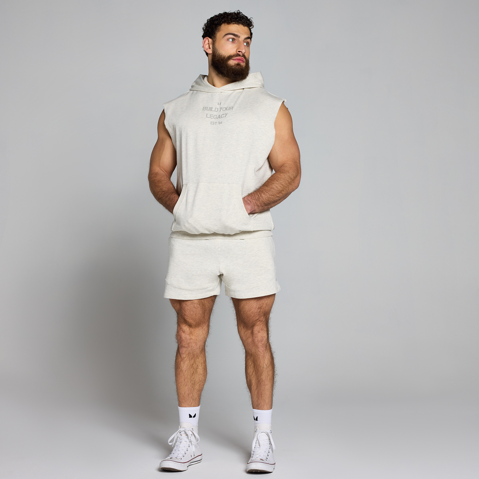 Thumbnail - MP Herren Origin Washed Ärmelloser Kapuzenpulli mit Grafik – Hellgrau - XXXL