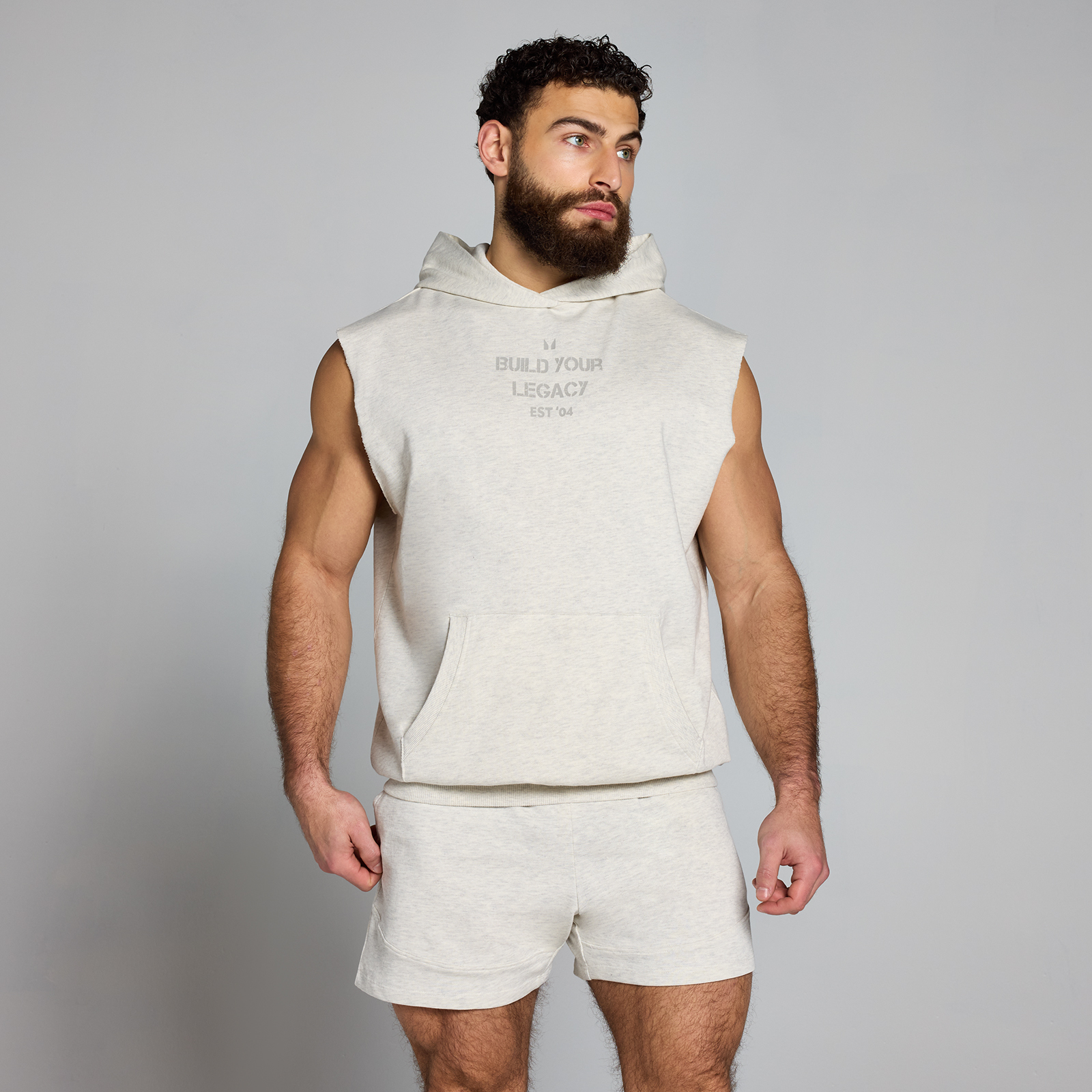 MP Men's Origin Washed Graphic Sleeveless Hoodie - Grey Marl - M
