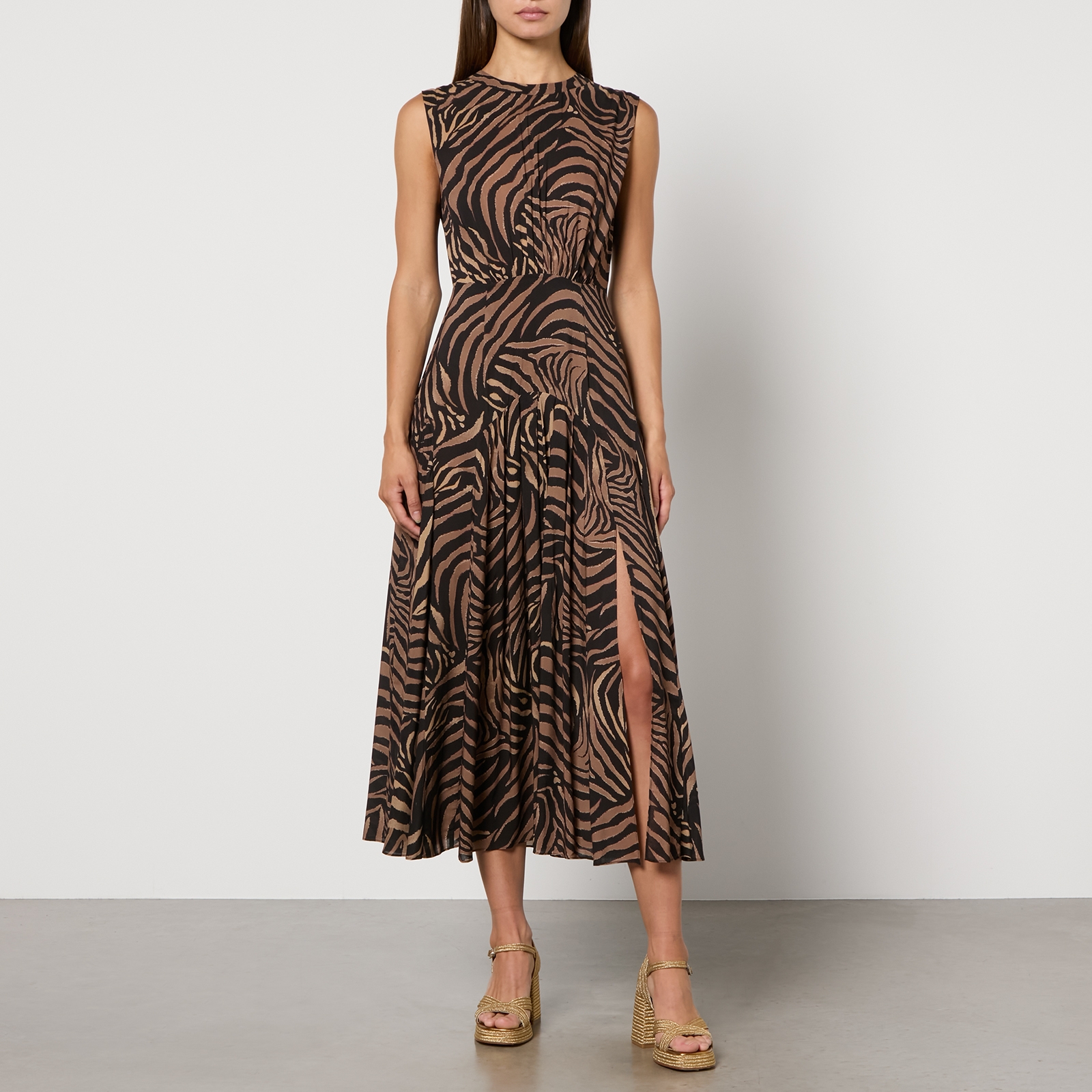 RIXO Coralie Printed Silk Midi Dress - UK 6