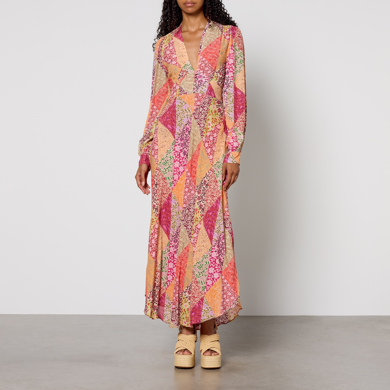 RIXO Trula Floral-Print Crepe Midi Dress - UK 6