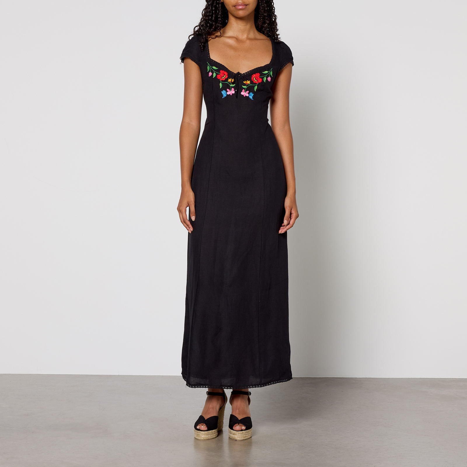 RIXO Tahlee Linen-Blend Midi Dress - UK 6