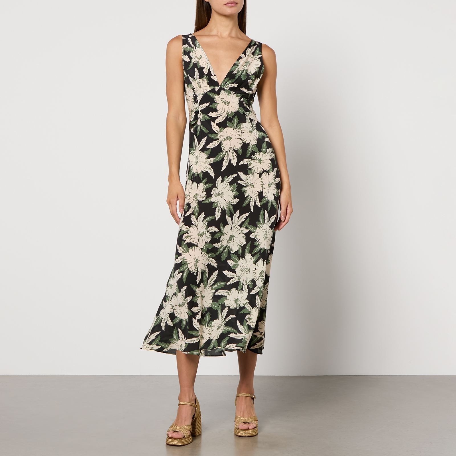 RIXO Lauriane Floral-Print Silk Midi Dress - UK 6