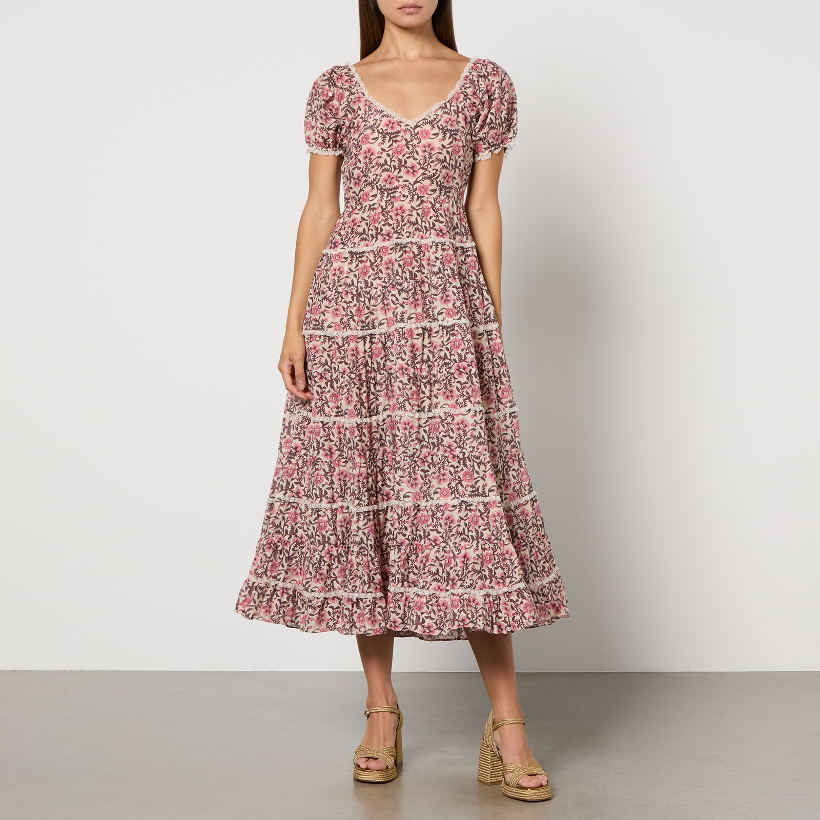 RIXO Ophelia Floral-Print Satin Midi Dress - UK 6
