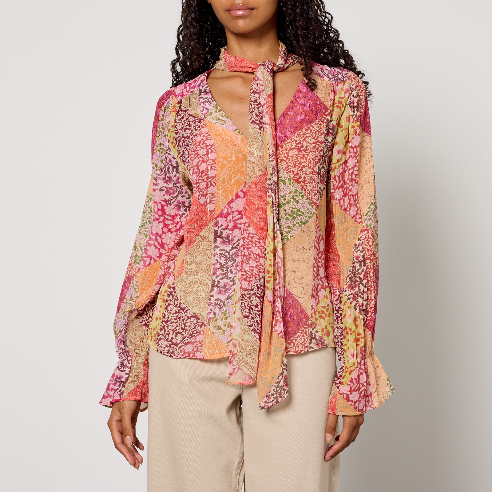 RIXO Jovie Printed Georgette Blouse - UK 16