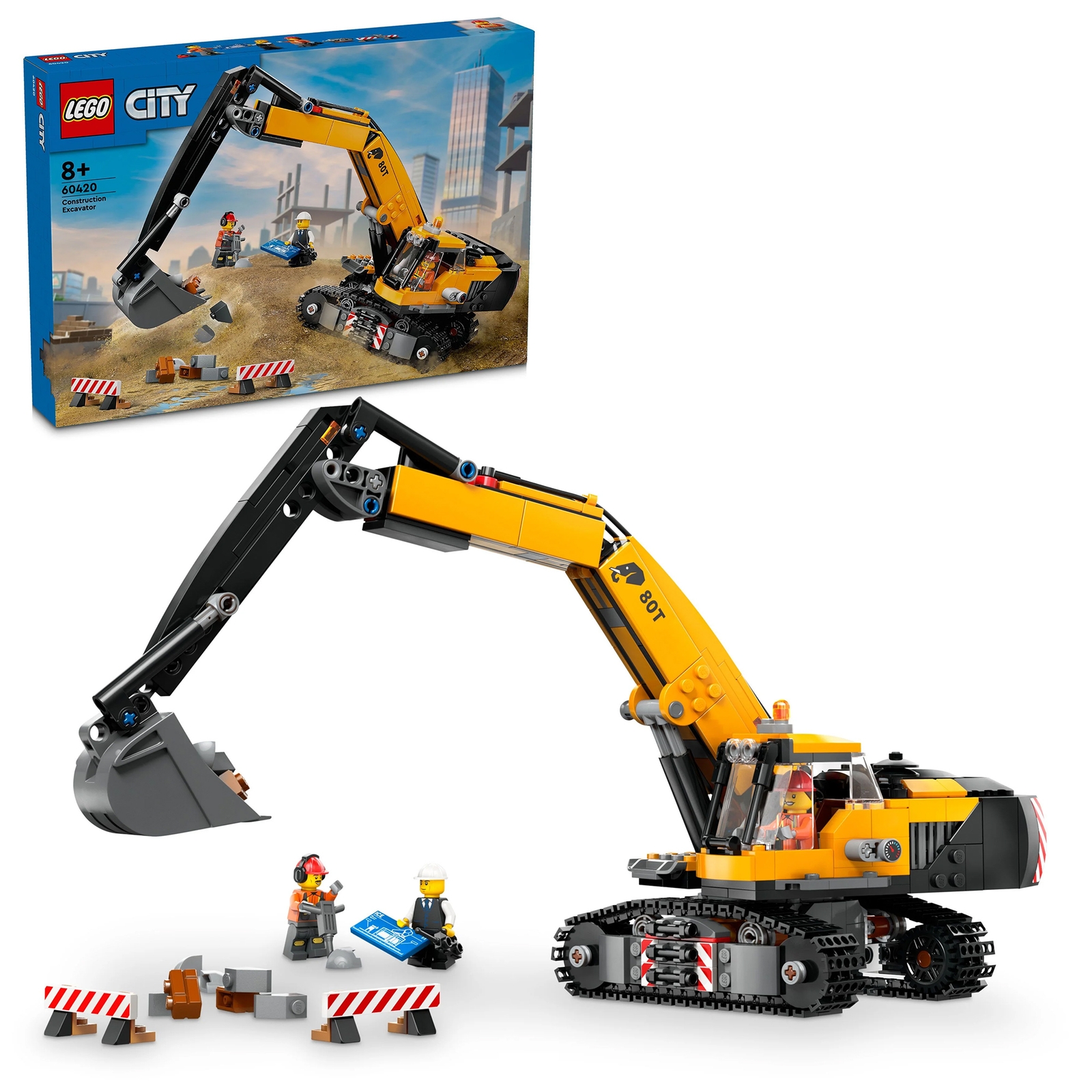 LEGO City Yellow Construction Excavator Digger Toy Set 60420