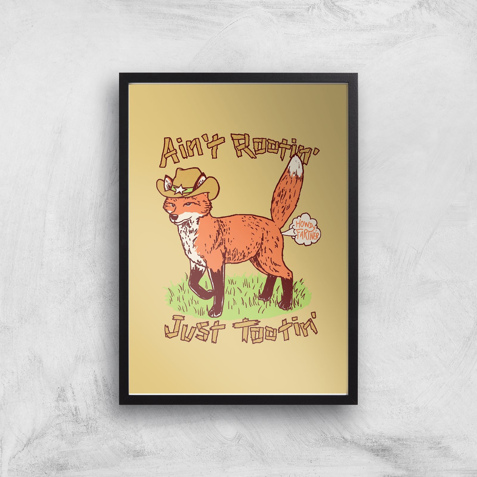 Threadless - Ain't Rootin' Just Tootin' Giclee Art Print - A2 - White Frame