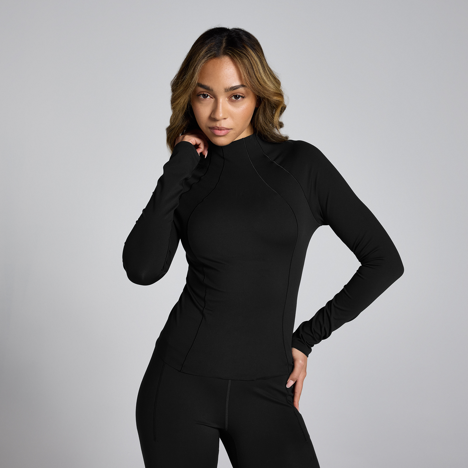 MP Női Lifestyle Funnel Neck Sheer Top Felső – Fekete - XL