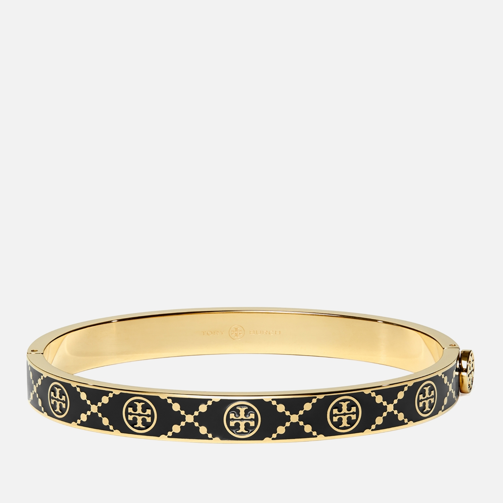 Tory Burch Women's T Monogram Enamel Miller Stud Hinge Bracelet - Tory Gold / Black - M