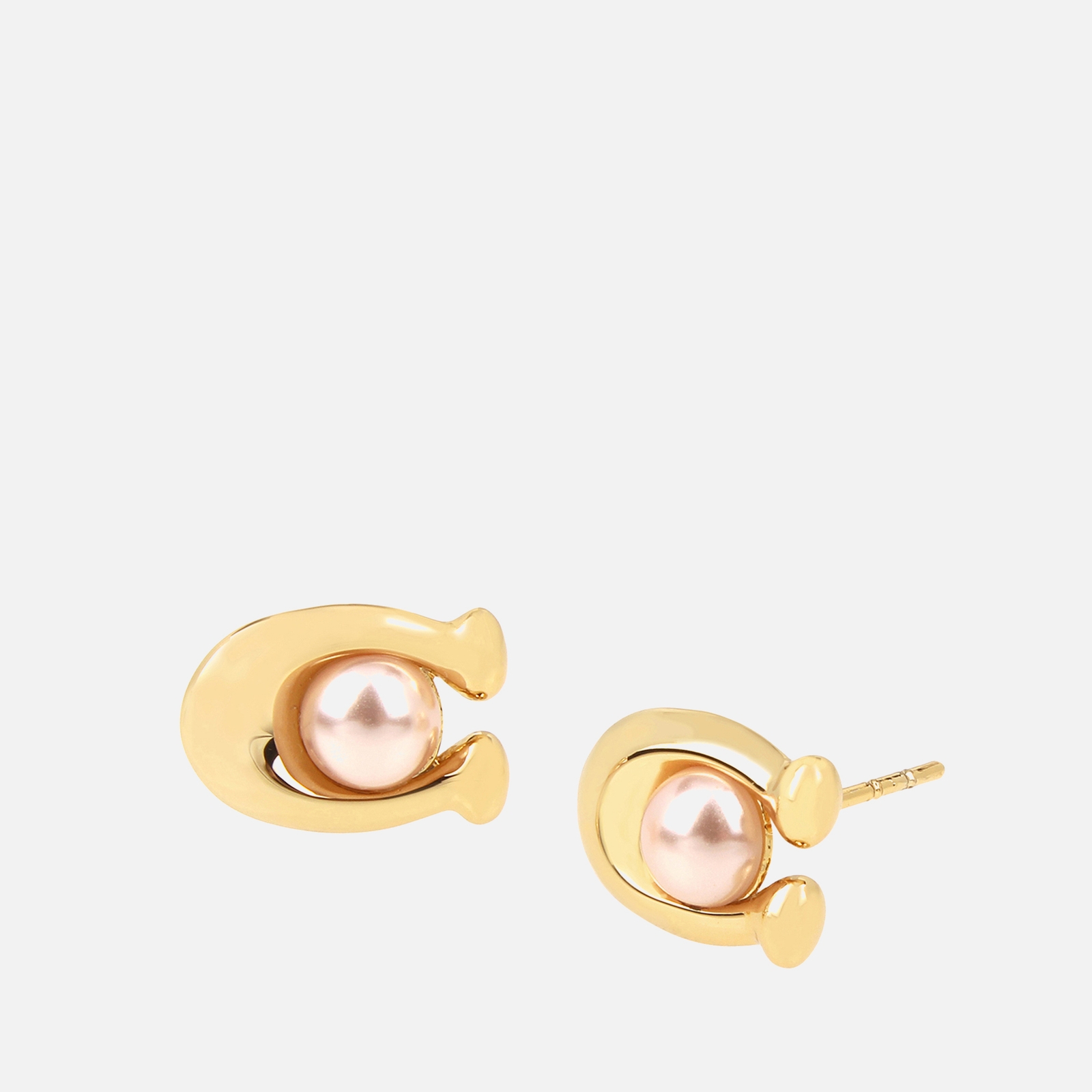 Coach Women's Pearl C Stud Earrings - Pink Pearl/Gold