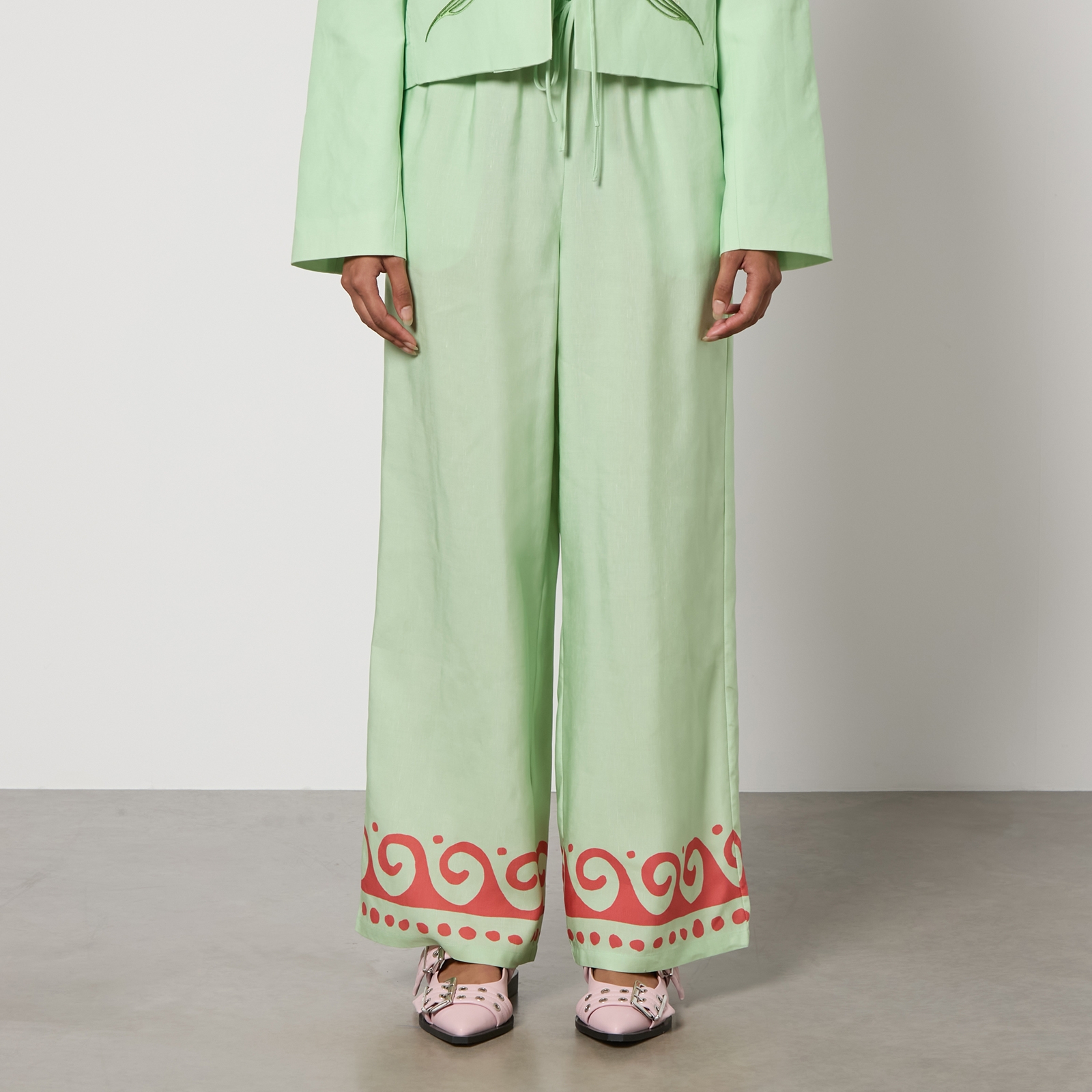Kitri Agatha Printed Lyocell-Blend Trousers - UK 14