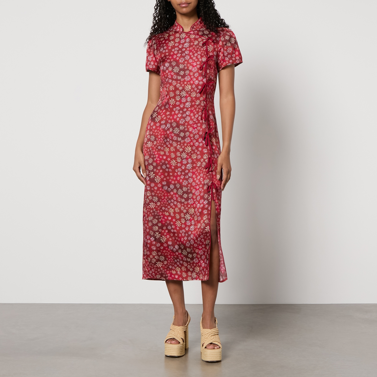 Kitri Leia Printed Crepe de Chine Midi Dress - UK 16