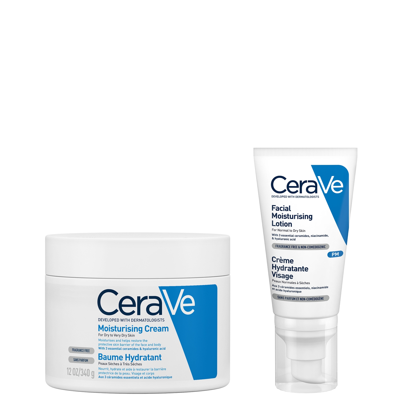 Cerave Evening Moisturising Routine For Dry Skin, Body And Face Moisturiser With Hyaluronic Acid