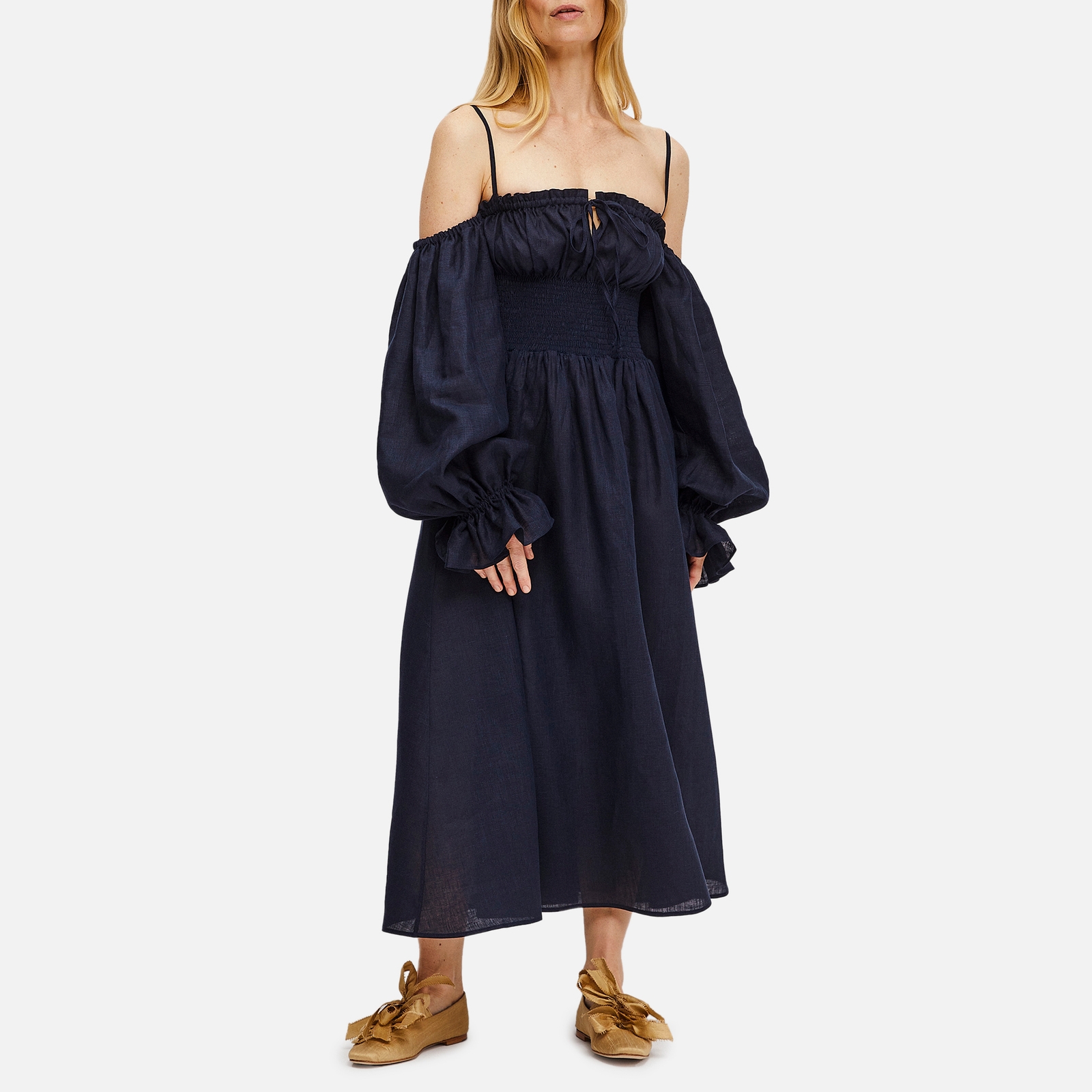 Sleeper Cancan Linen Maxi Dress - L