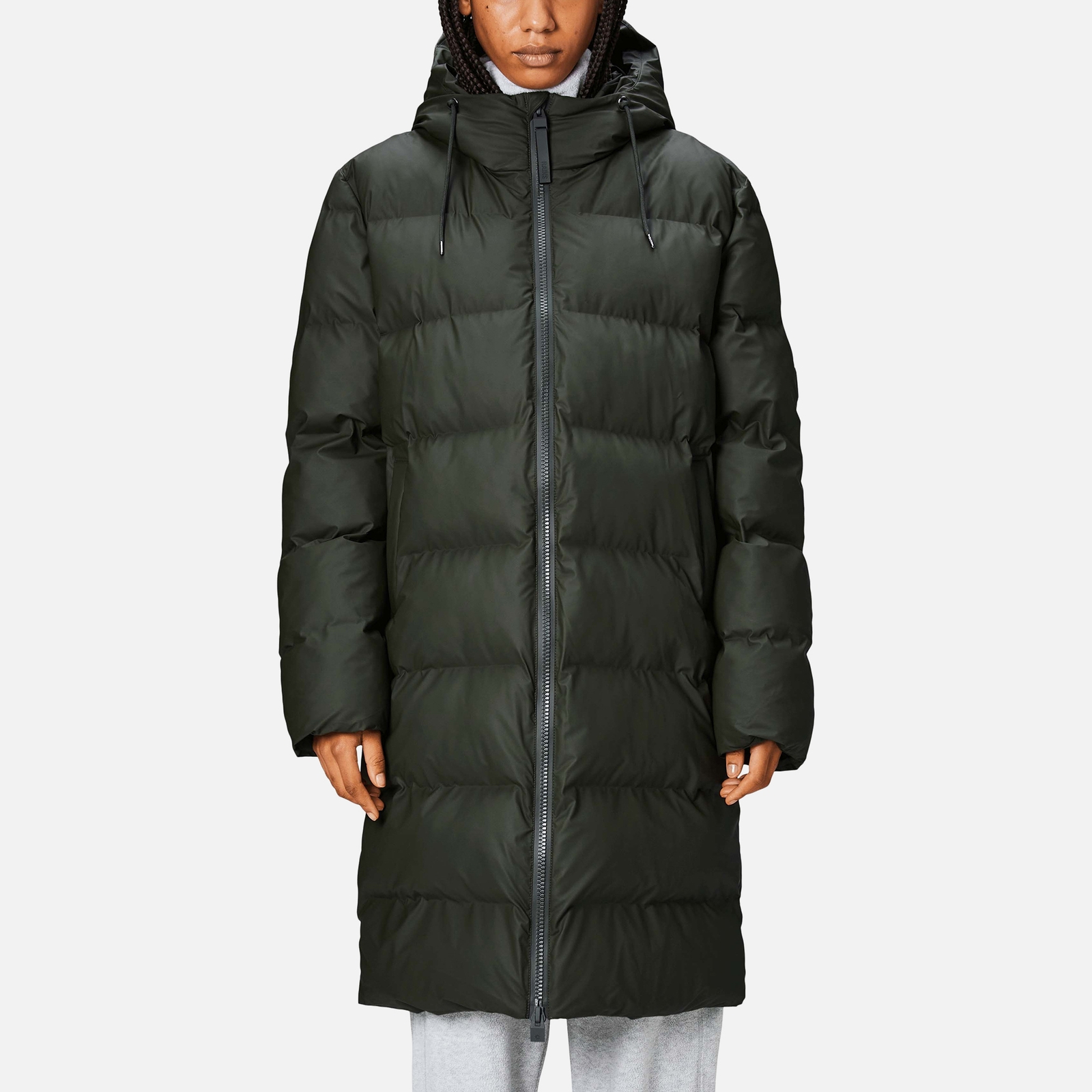 Rains Alta Long Coated Shell Puffer Jacket - XS