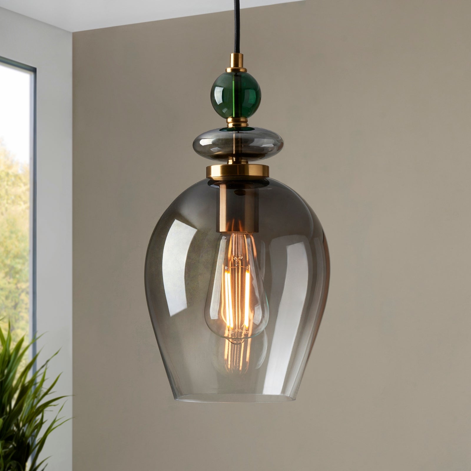 Homebase Edit - Manila Pendant Lamp Shade - Charcoal Glass thumbnail