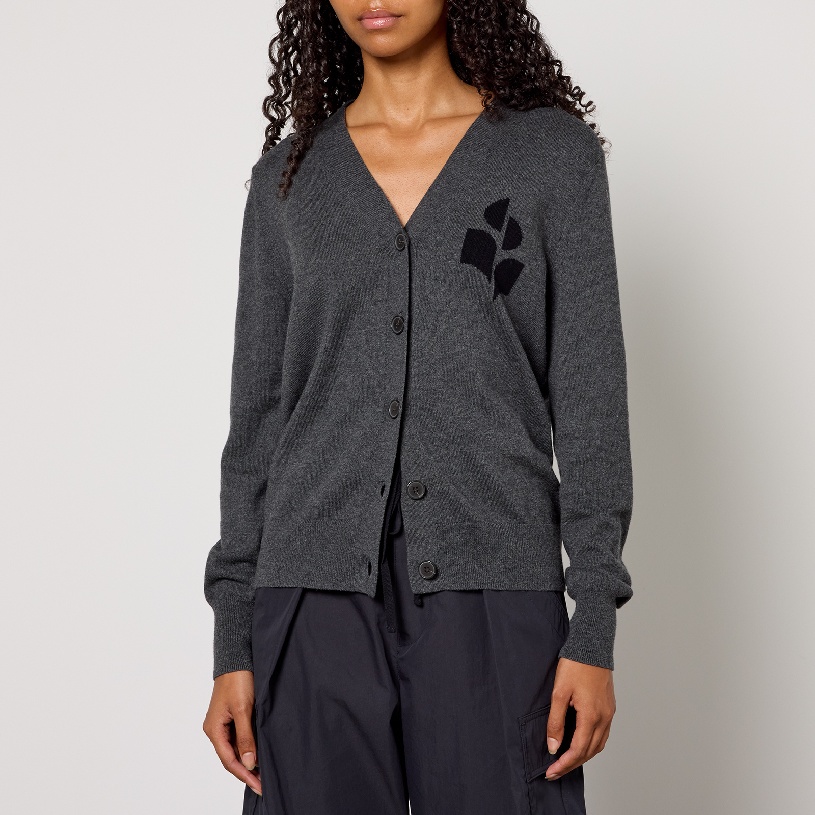 Marant Etoile Karin Intarsia-Knit Cotton-Blend Cardigan - UK 12