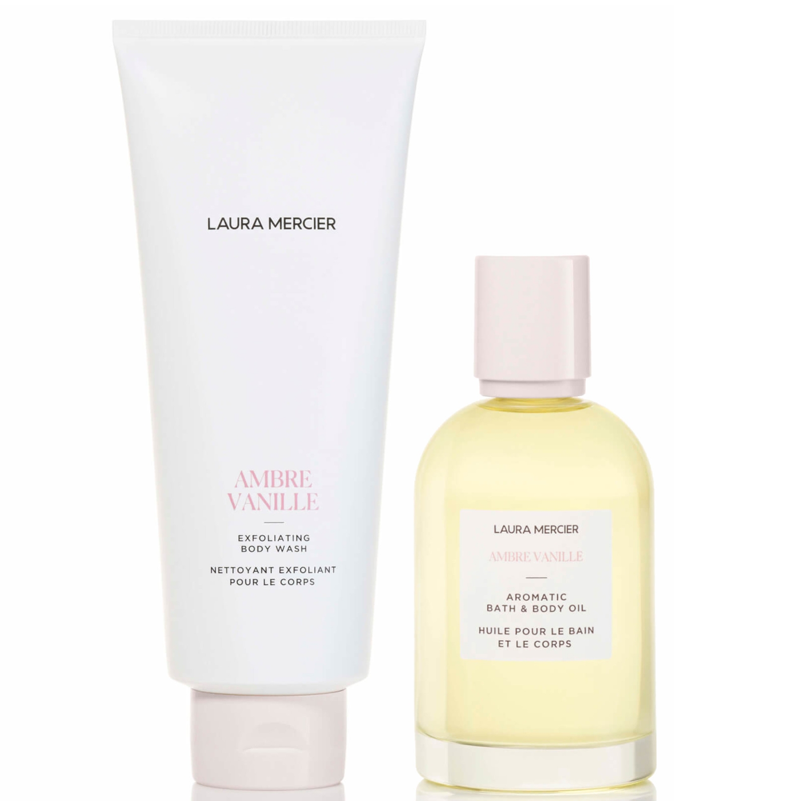 Image of Laura Mercier Ambre Vanille Exfoliating Body Wash and Bath and Body Oil Bundle