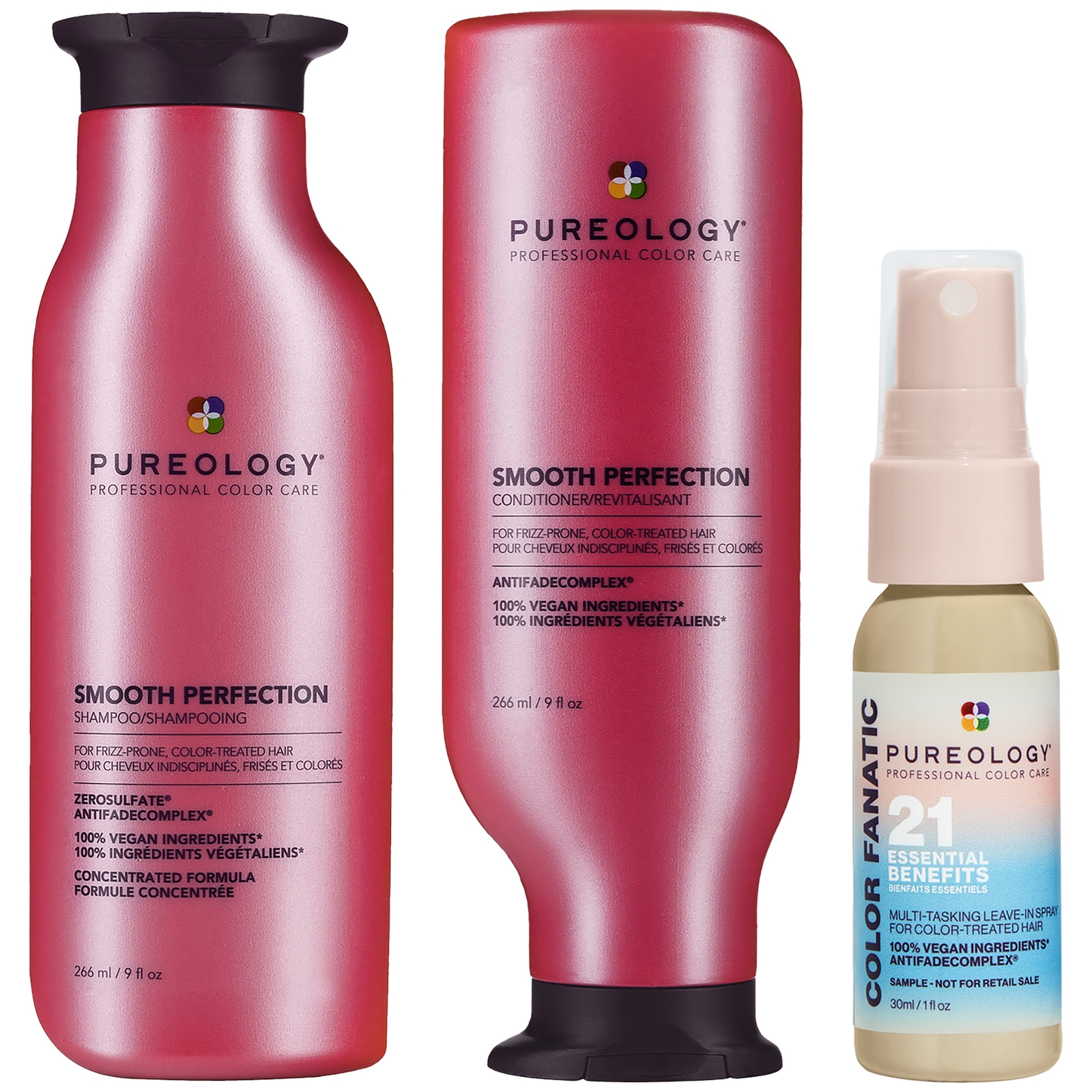 Pureology Smooth Perfection Shampoo And Conditioner With Color Fanatic Bundle For Frizz Prone Colour Treated H