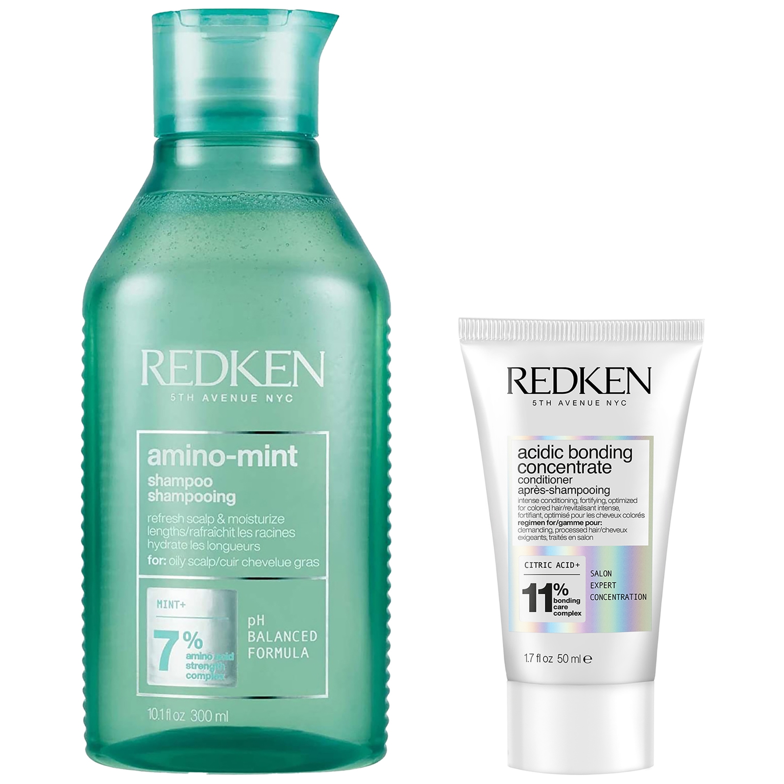 Redken Amino Mint Scalp Cleansing For Greasy Hair Shampoo And Acidic Bonding Concentrate Conditioner Bundle