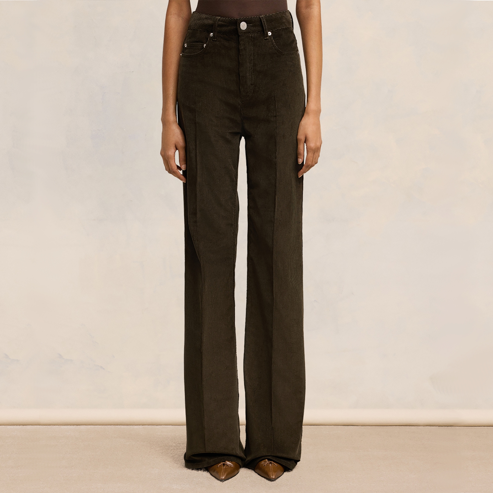 AMI Flare Fit Cotton Corduroy Trousers - M