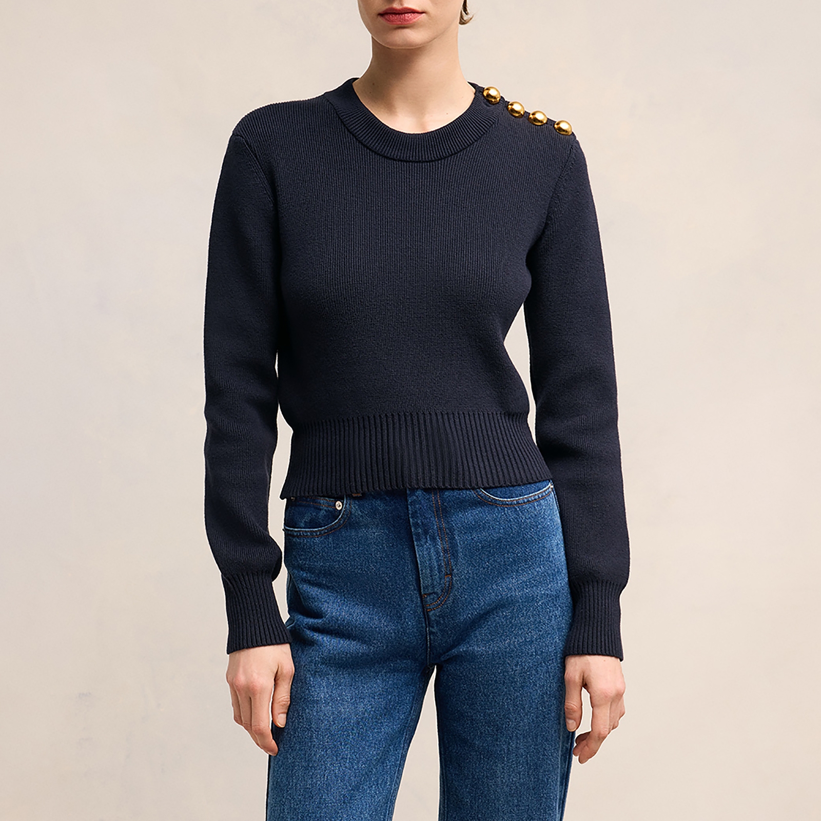 AMI Sailor Crew Neck Cotton and Wool-Blend Jumper - XS