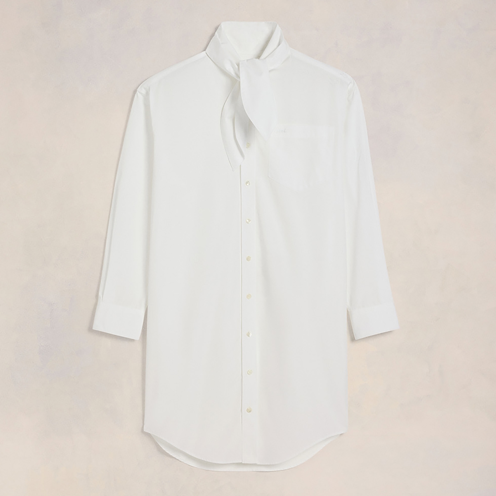 AMI Scarf Collar Cotton-Poplin Shirt Dress - FR 38/UK 10